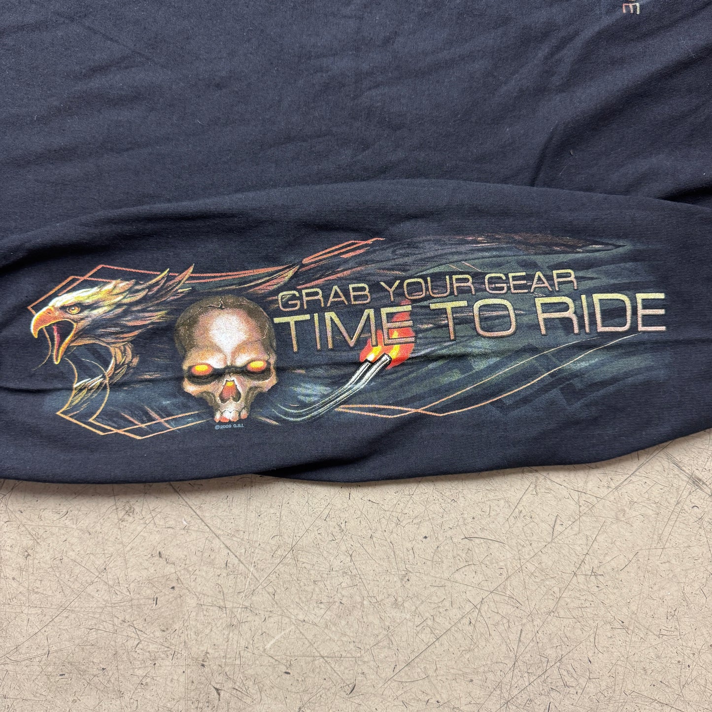 (XL) 2009 Biker Flames Skull Longsleeve schwarz