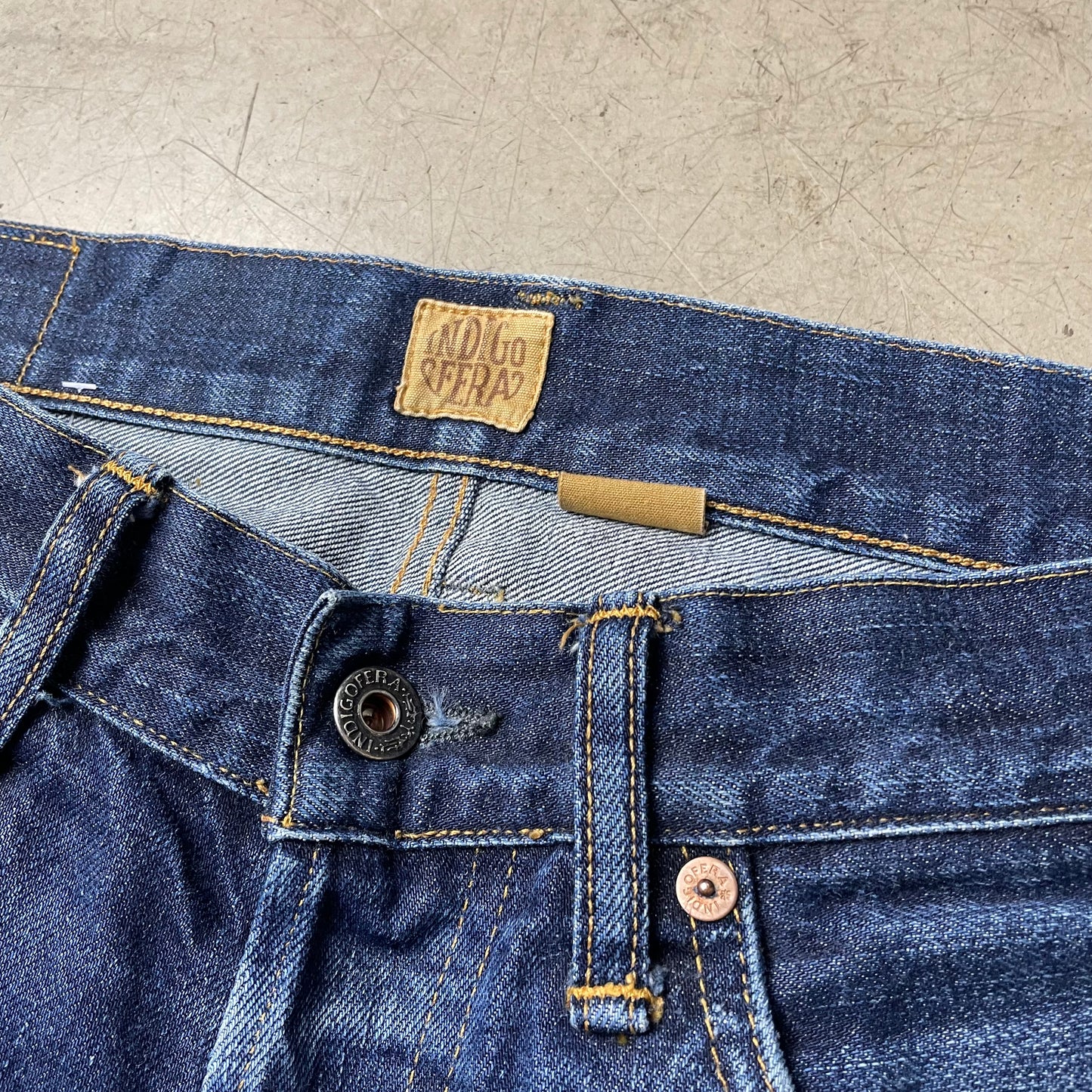 (M-L) Indigofera Clint Selvage Selvedge Denim Jeanshose blau W32/L32