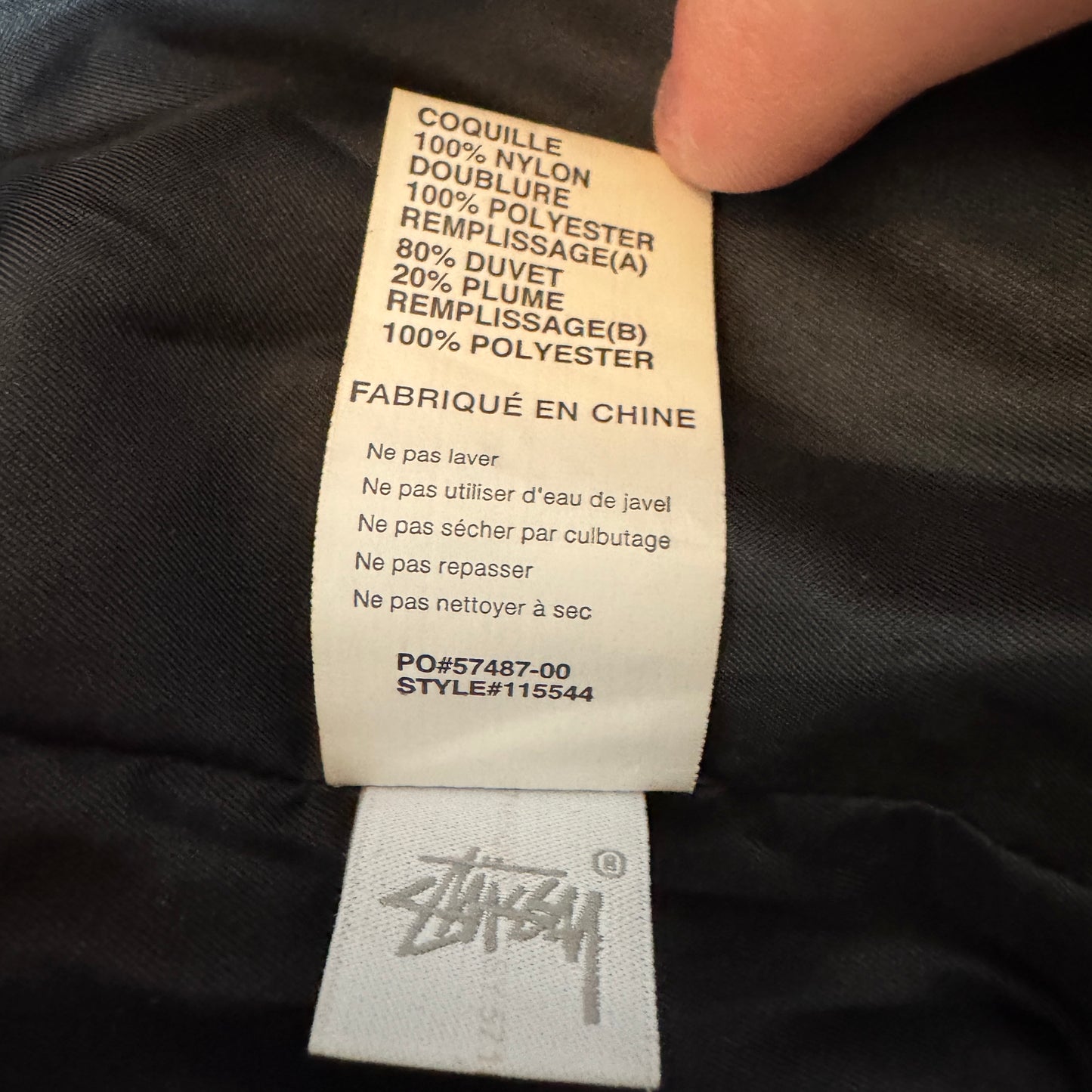 (L) Stüssy Logo Stick Pufferjacke Black