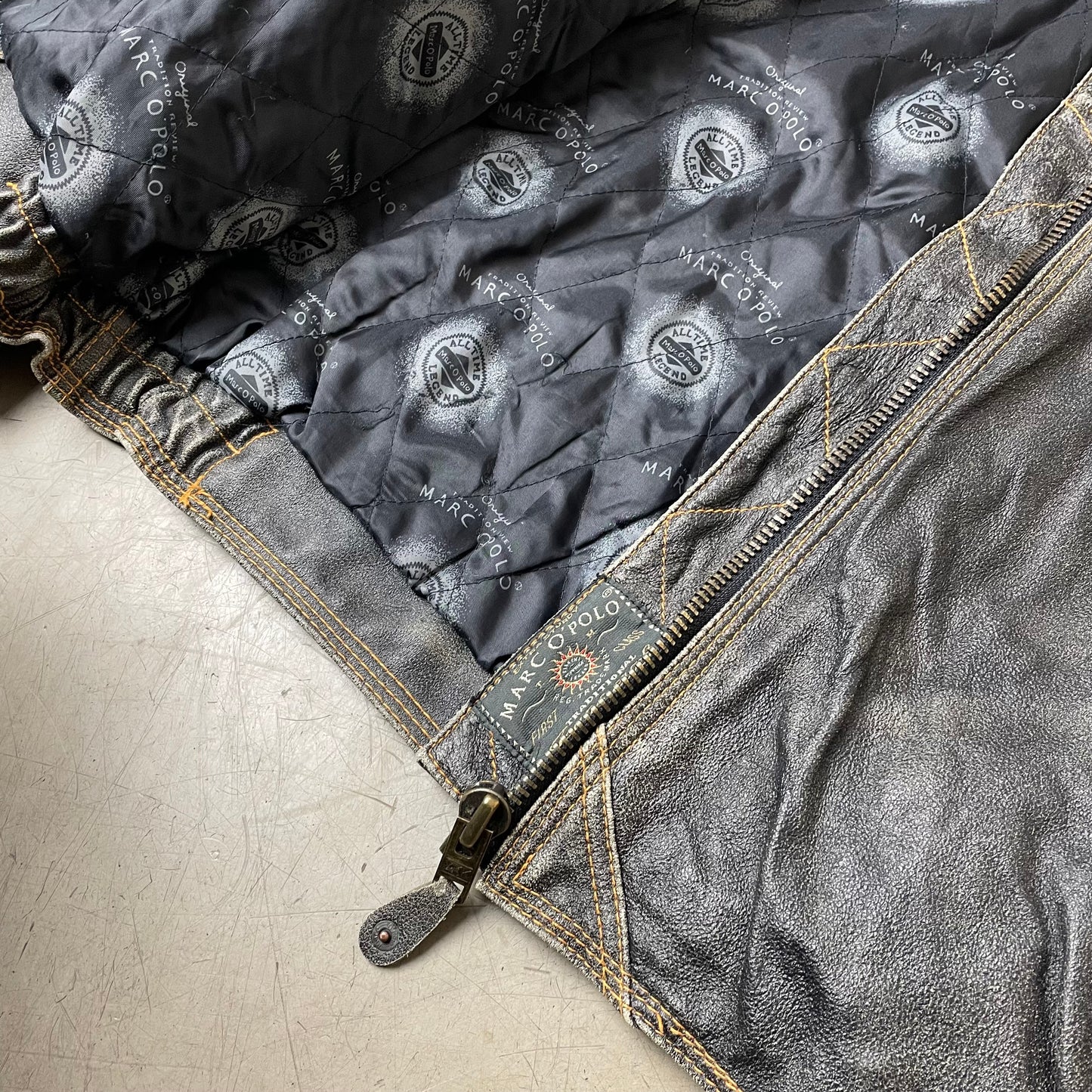 (XL) Vintage Marc O‘Polo Leder Bomberjacke Faded schwarz braun