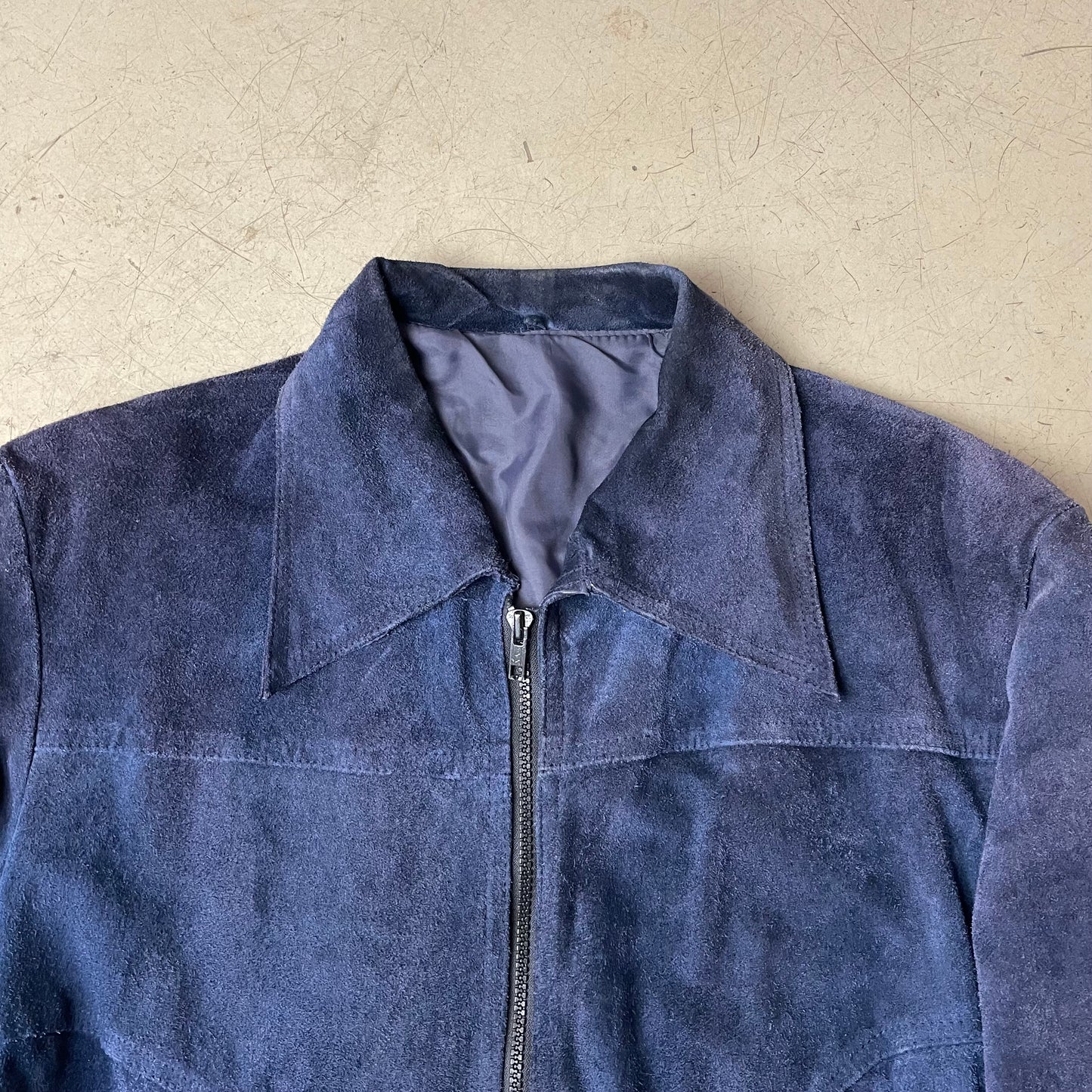 (S) 1970s Flaxton Wildleder Jacke Navy blau Made in England