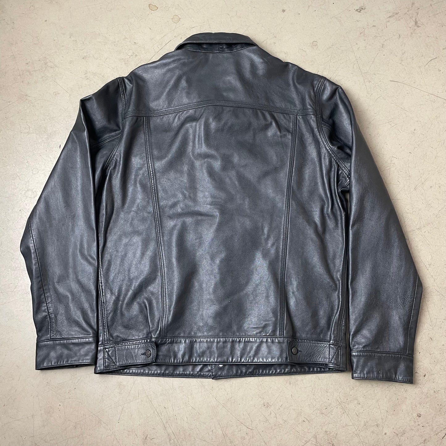(XL) Herrlicher Manufaktur Nappaleder Trucker Jacke „Andy“ Schwarz