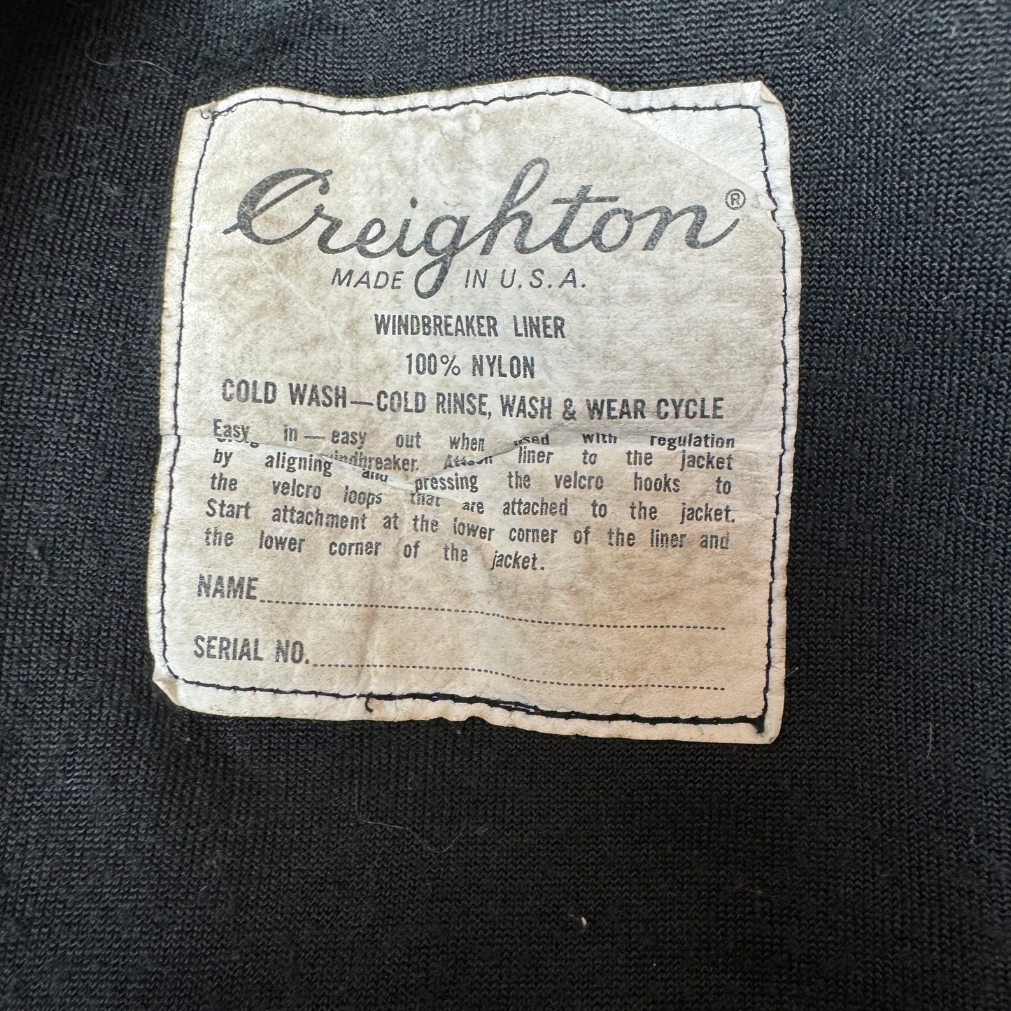(S-M) 1980s Vintage Creighton US Navy Army Jacket 2in1 schwarz 40-42