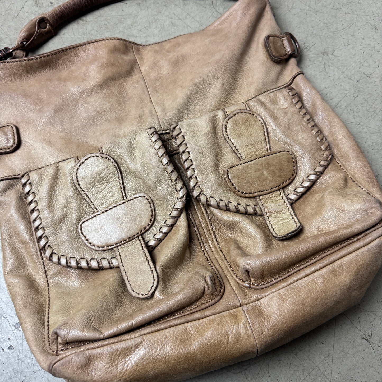 Liebeskind Berlin Faded Leder Tote Bag groß beige braun