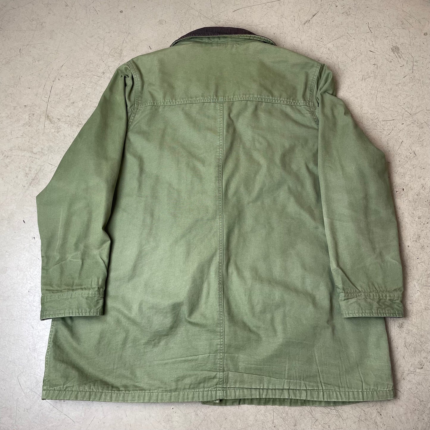 (XL) Lands End Cotton Mantel Jacke Olivgrün Cordkragen