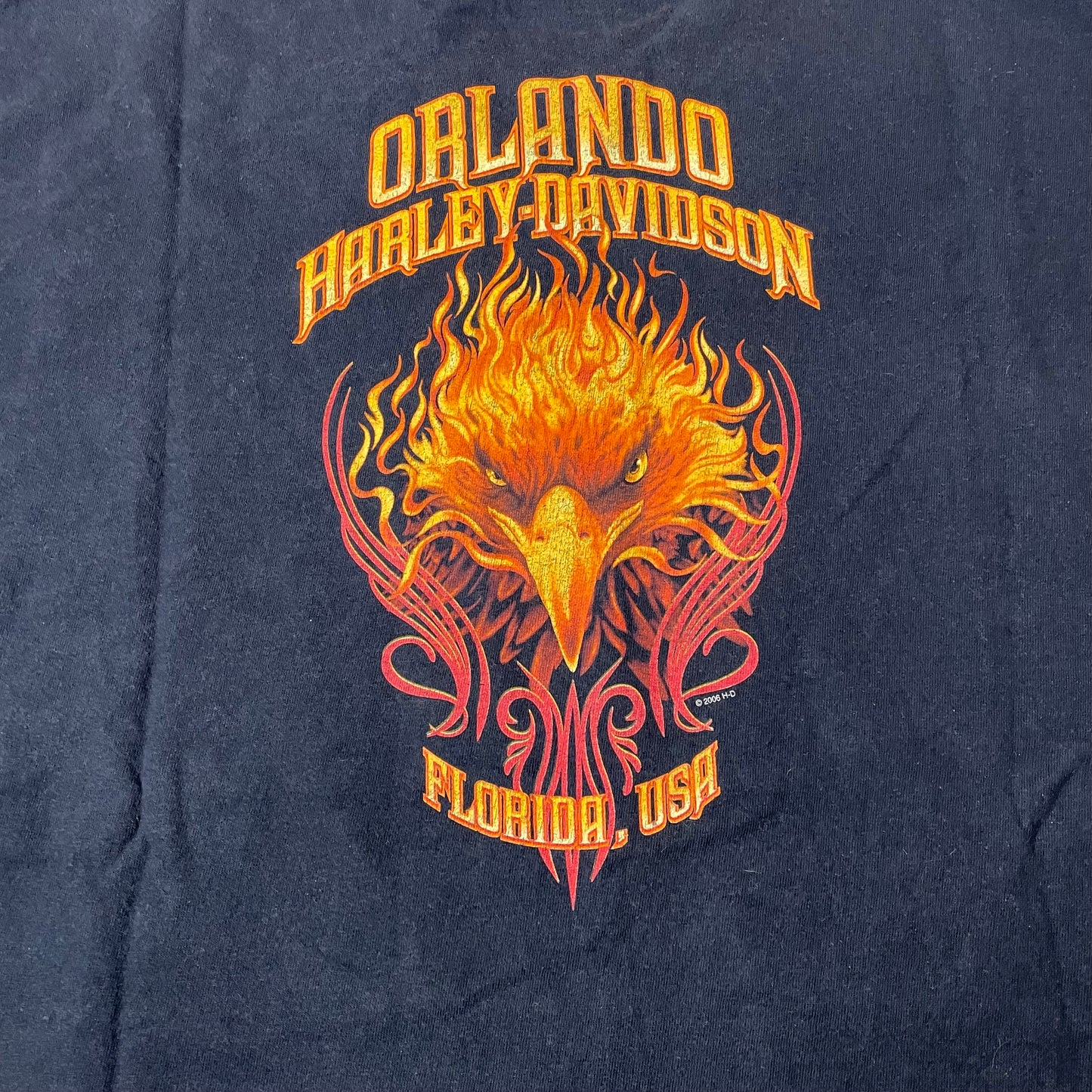 (XXL) 2006 Harley Davidson Flames Eagle Orlando Tshirt schwarz