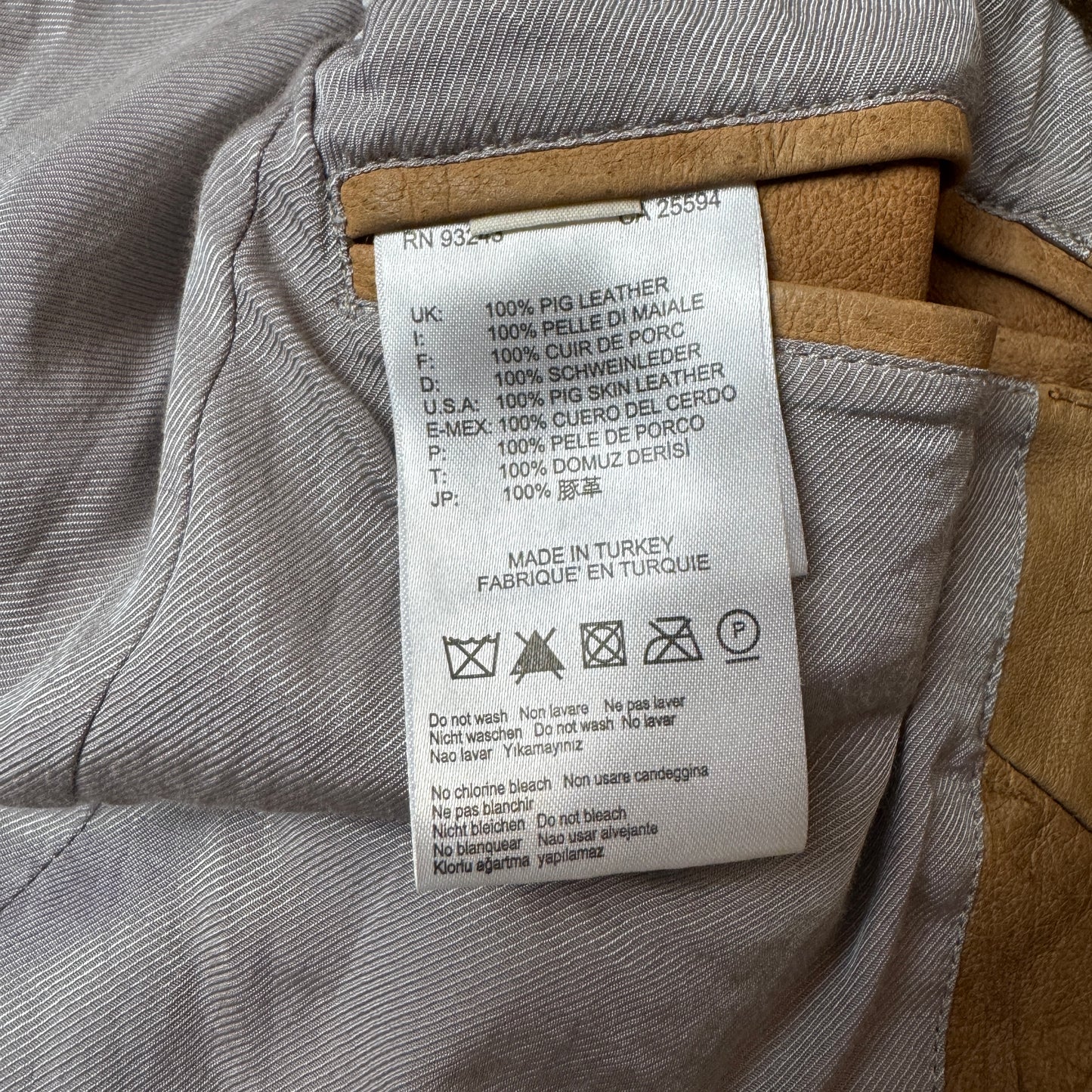(S-M) Diesel Biker Y2K Lederjacke beige EU 46