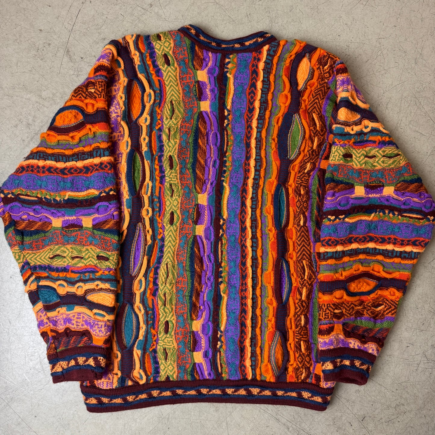 (L) Rare Vintage Coogi Australia Knit Pullover orange rot lila