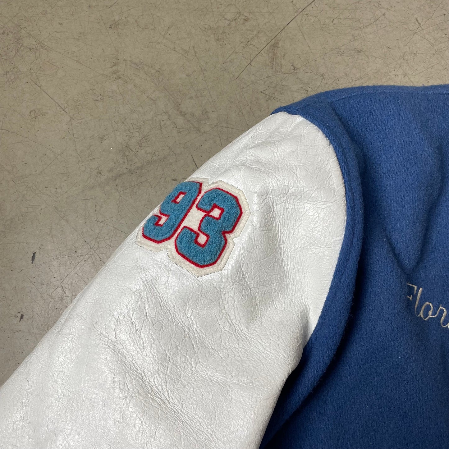 (L-XL) 1990s Trophy Jackets College Jacke blau weiß California