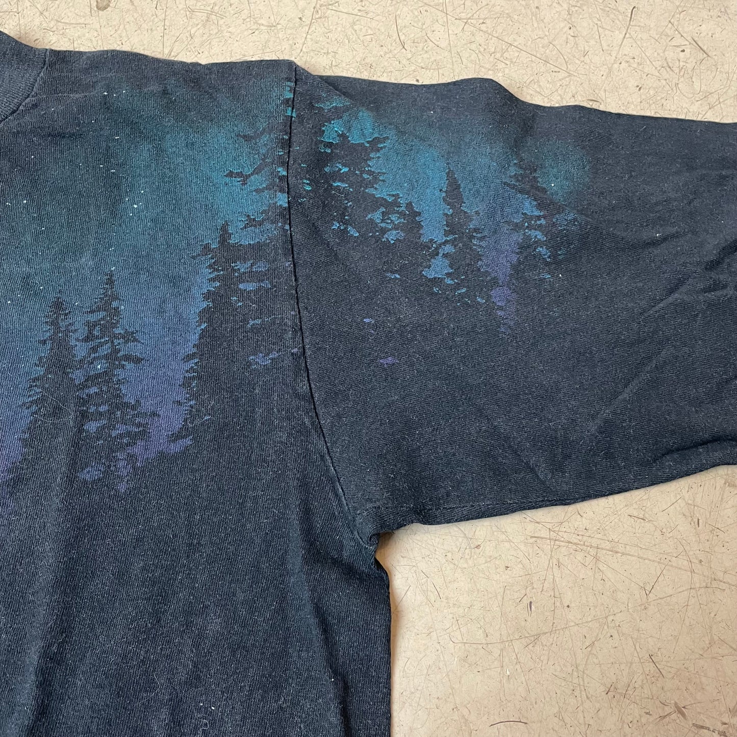(L) 1990s Wolf Animal Print Longsleeve Langarm schwarz
