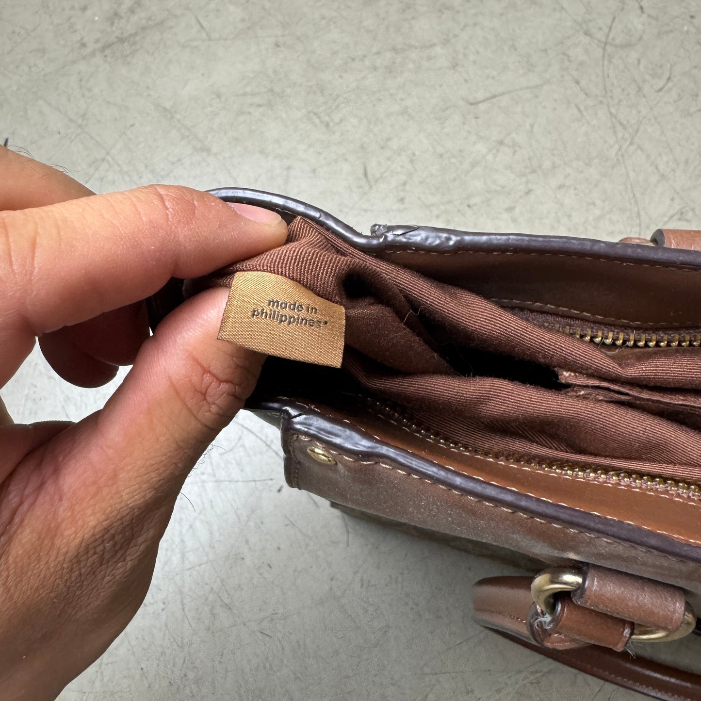 Coach Leder Handtasche Monogramm beige braun