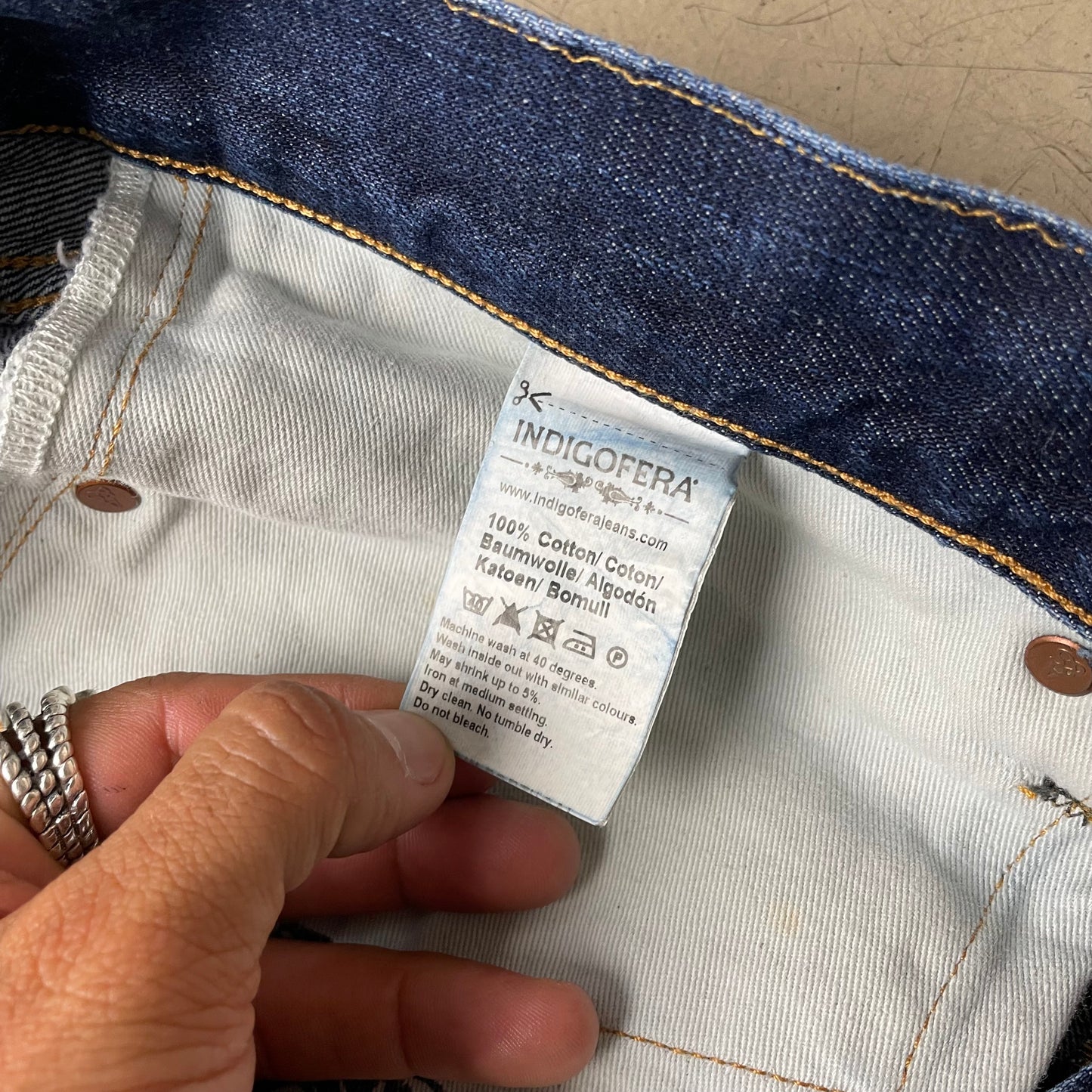 (M-L) Indigofera Clint Selvage Selvedge Denim Jeanshose blau W32/L32