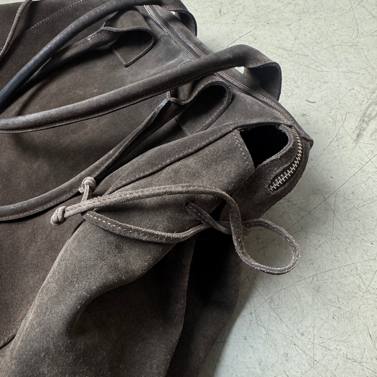 Unützer Leder Bag Handtasche dunkelbraun Wildleder Handmade in Italy