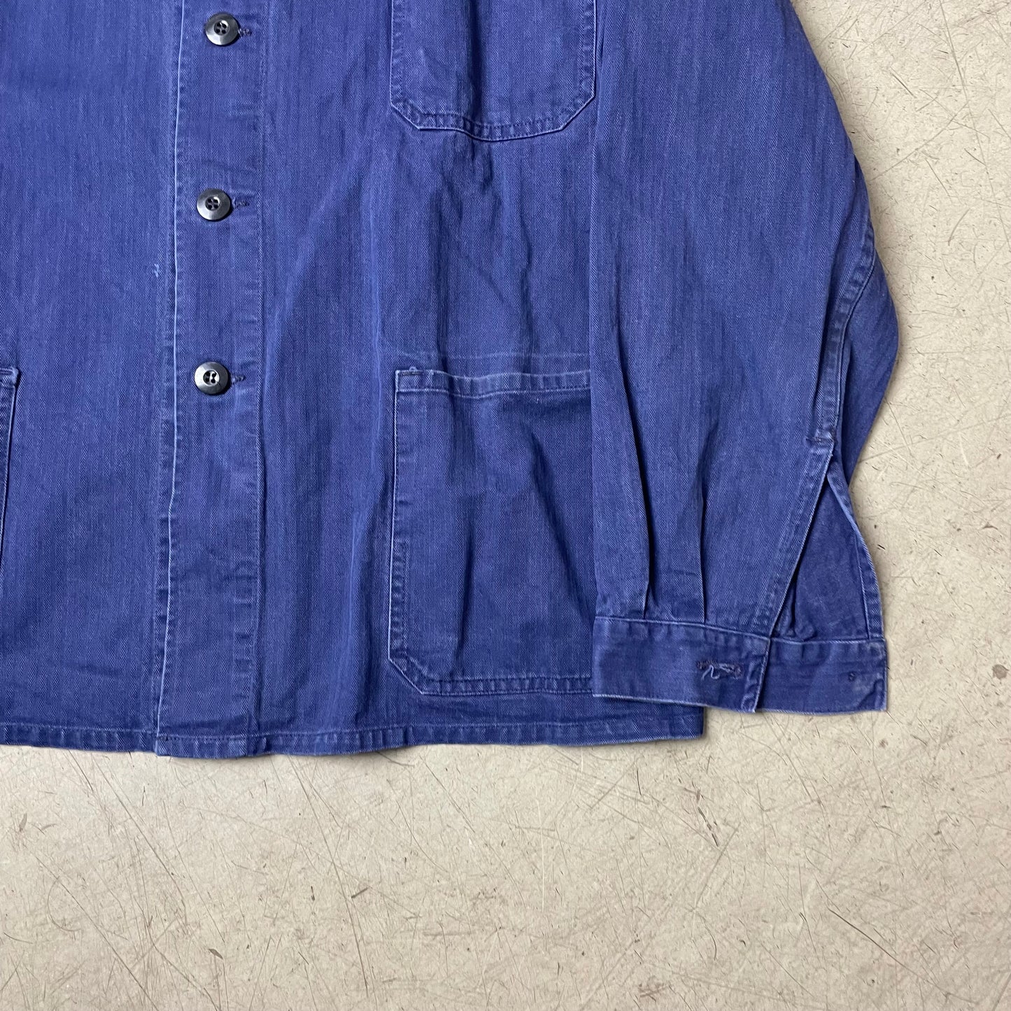 (L) Vintage French Work Shirt Hemd faded blau