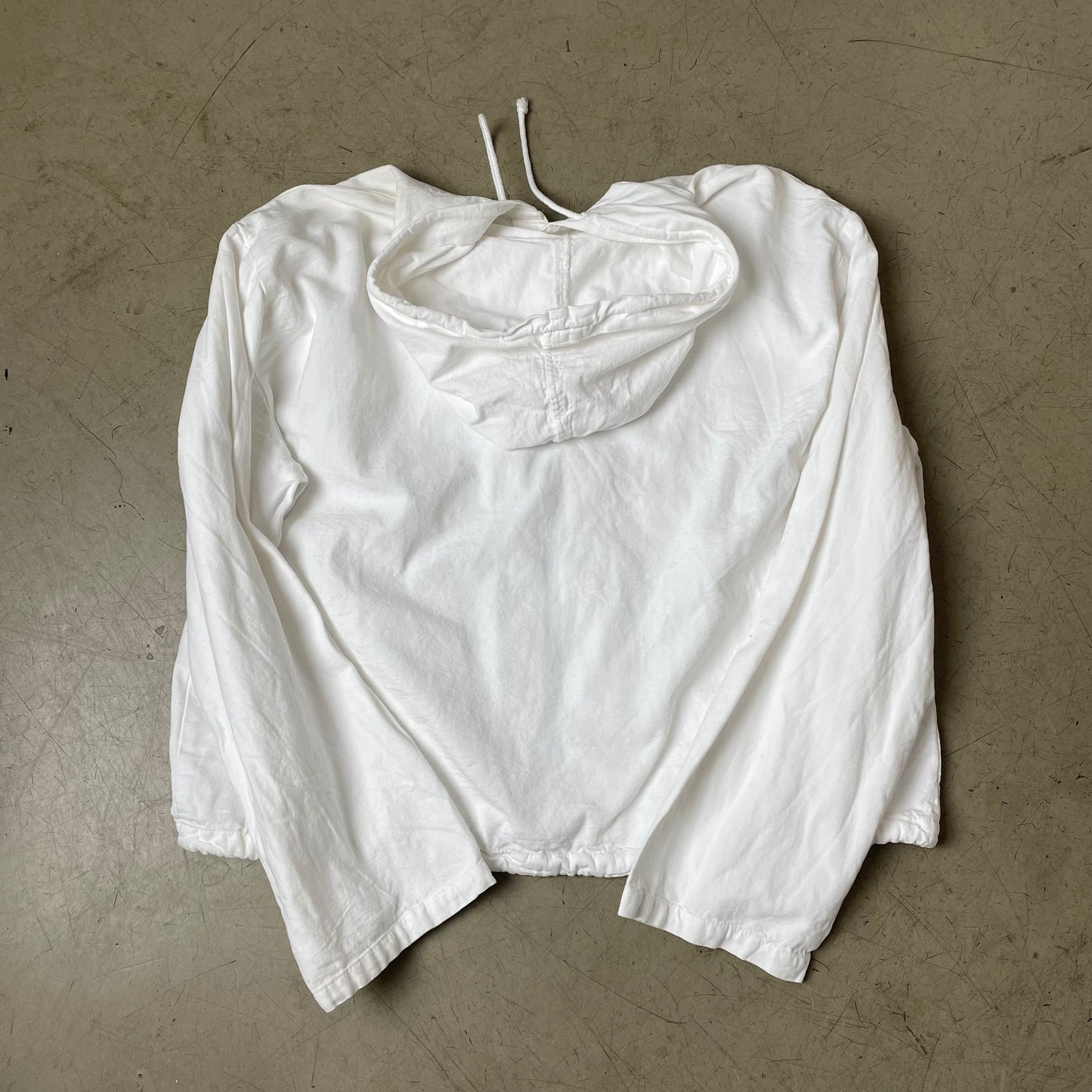 (M) 1980s Cotton Hooded Track Jacket Hoodie weiß
