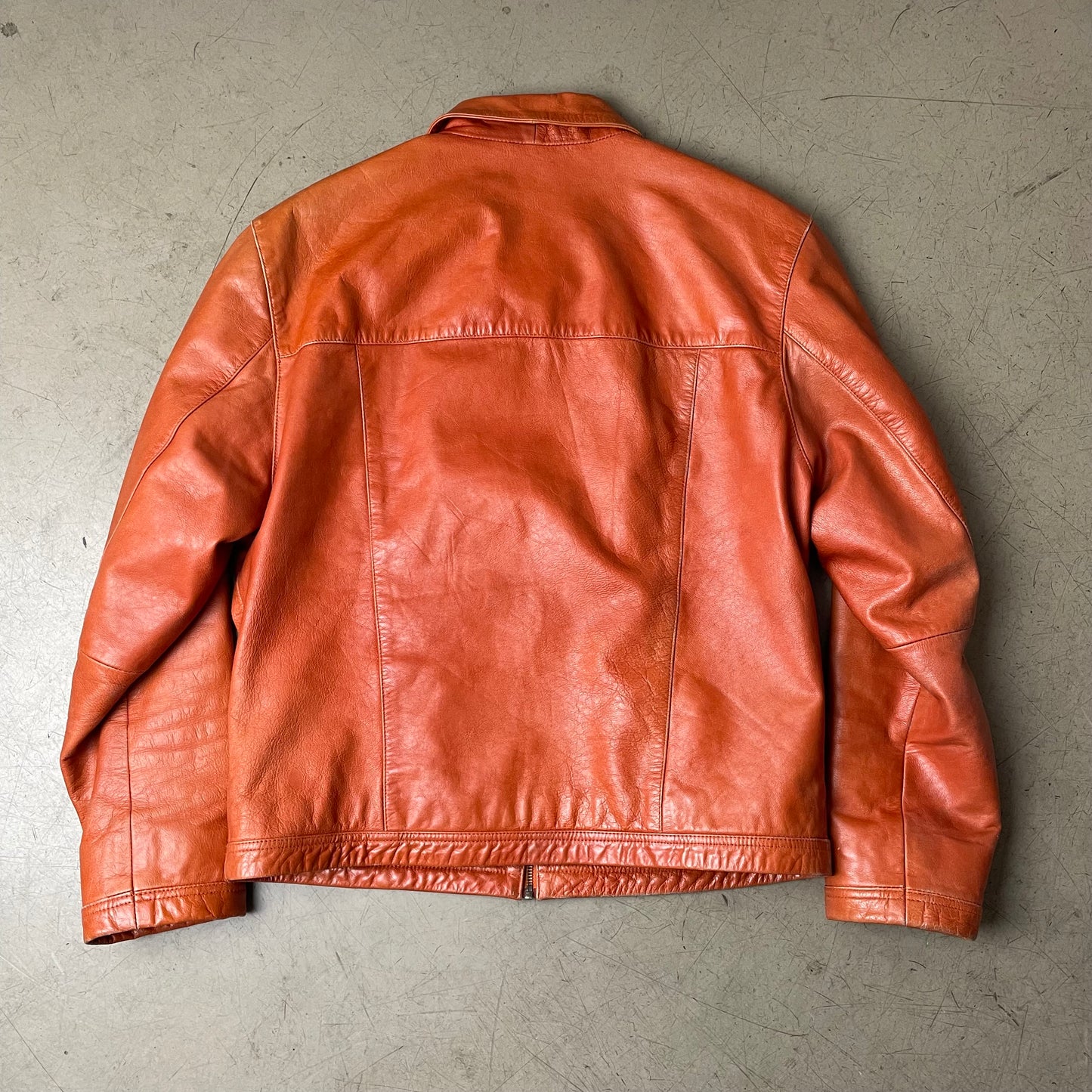 (L) Gipsy Lederjacke Kragen Hüftlang orange