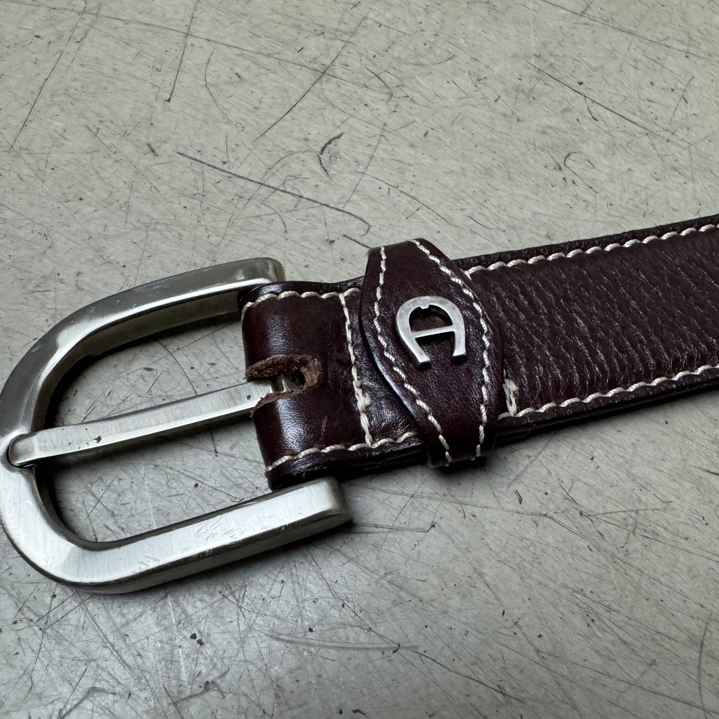 Aigner Leder Gürtel dunkelbraun 110cm