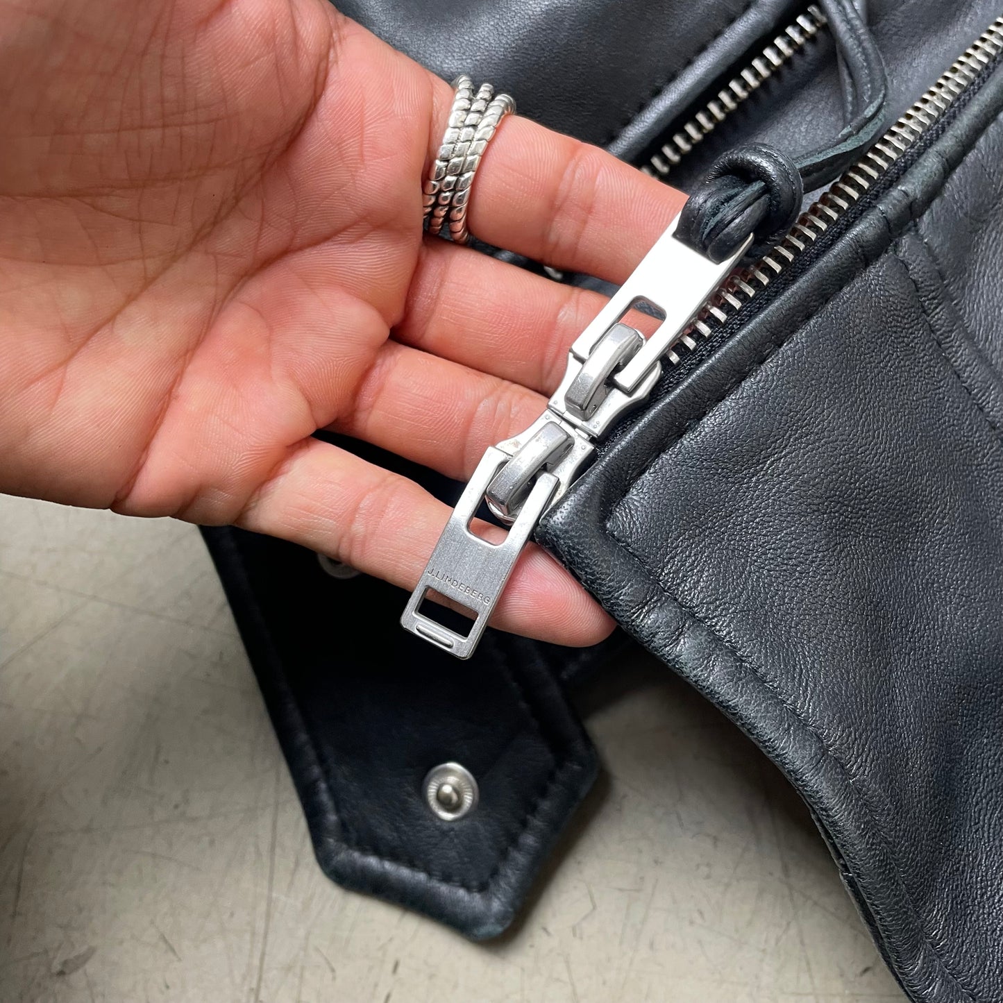 (M) J.Lindeberg Biker Lederjacke schwarz