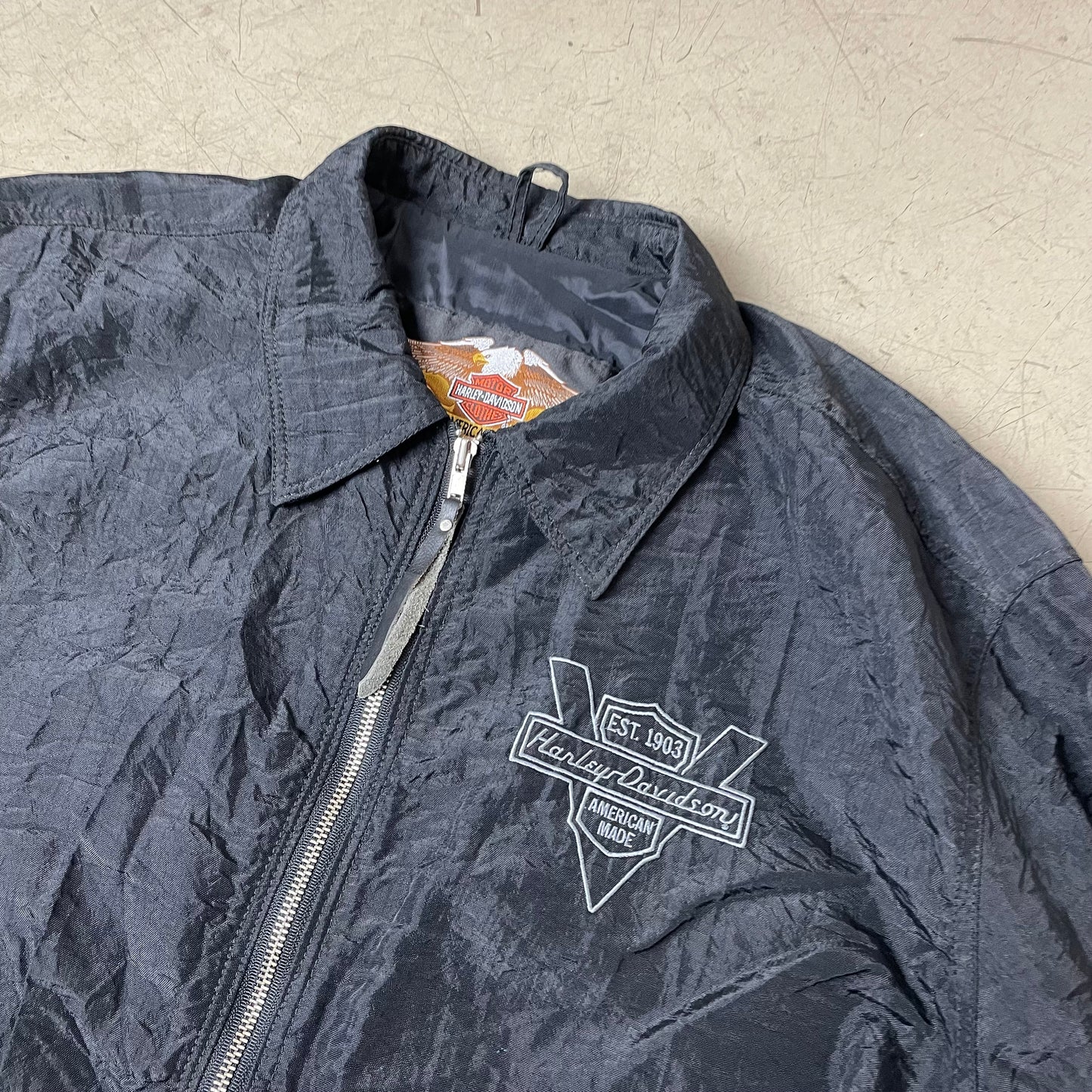 (L) Vintage Harley Davidson Harrington Jacket schwarz