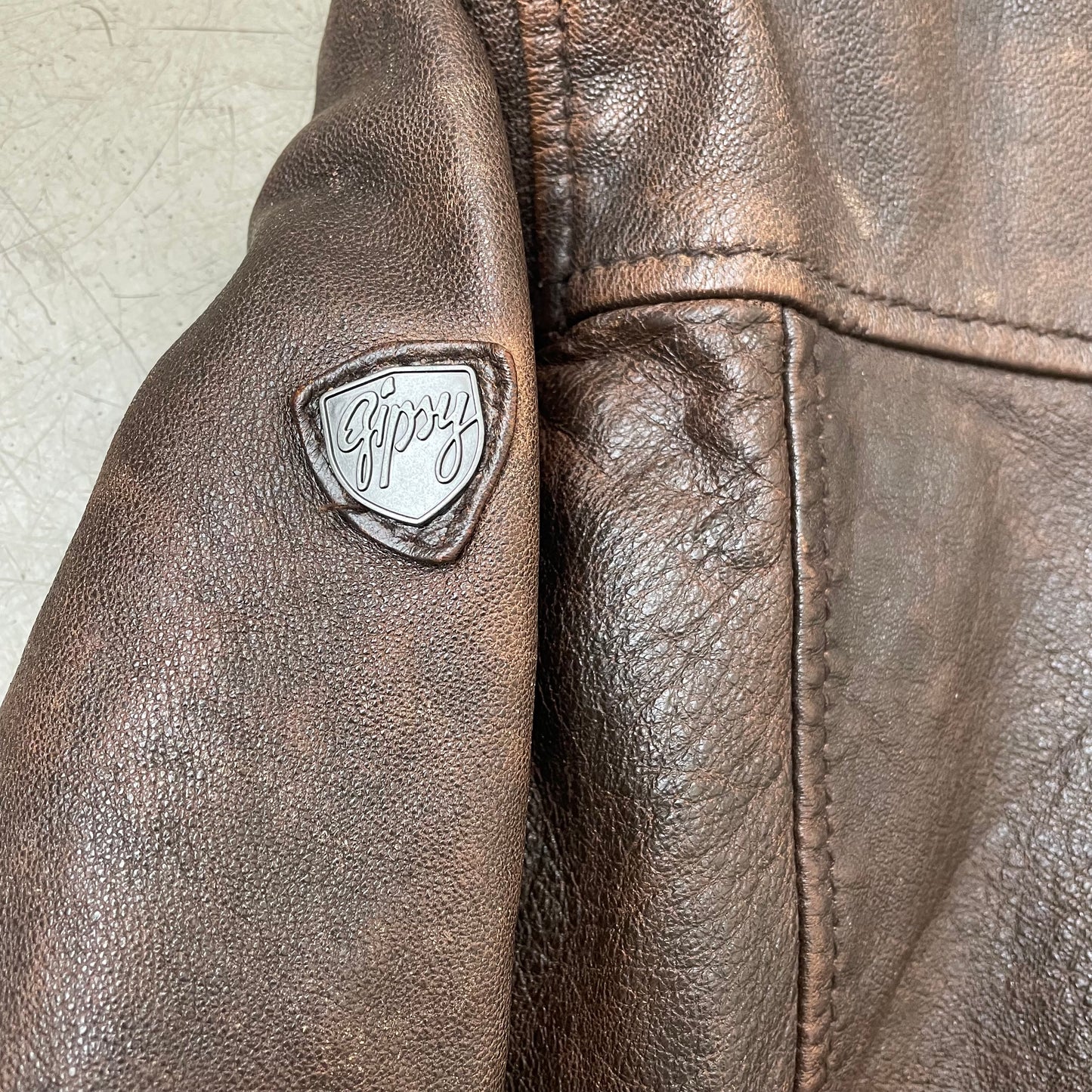 (L) Gipsy Lederjacke Mantel Zweireiher faded braun