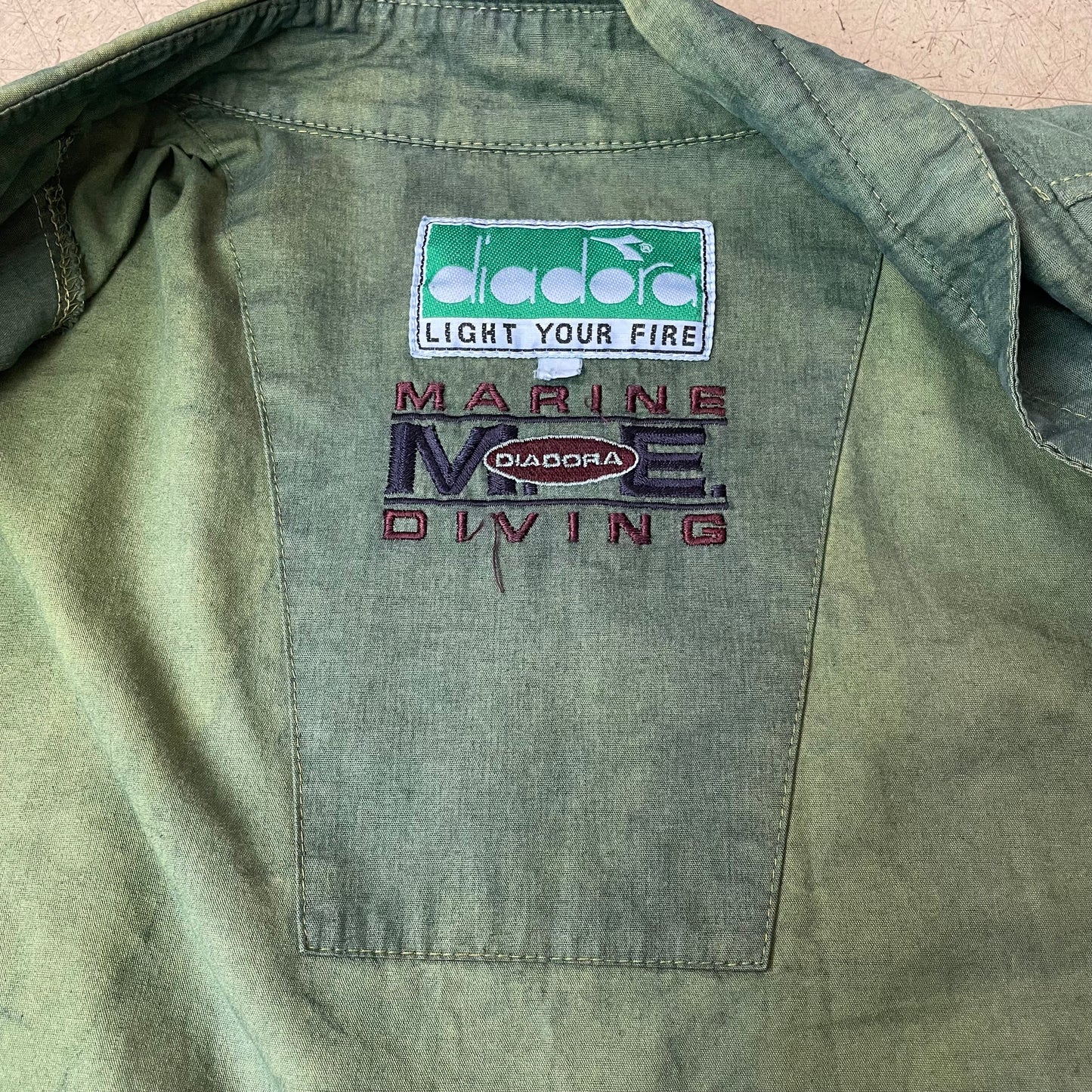 (L) Vintage Diadora Marine Diving faded grün Jacke