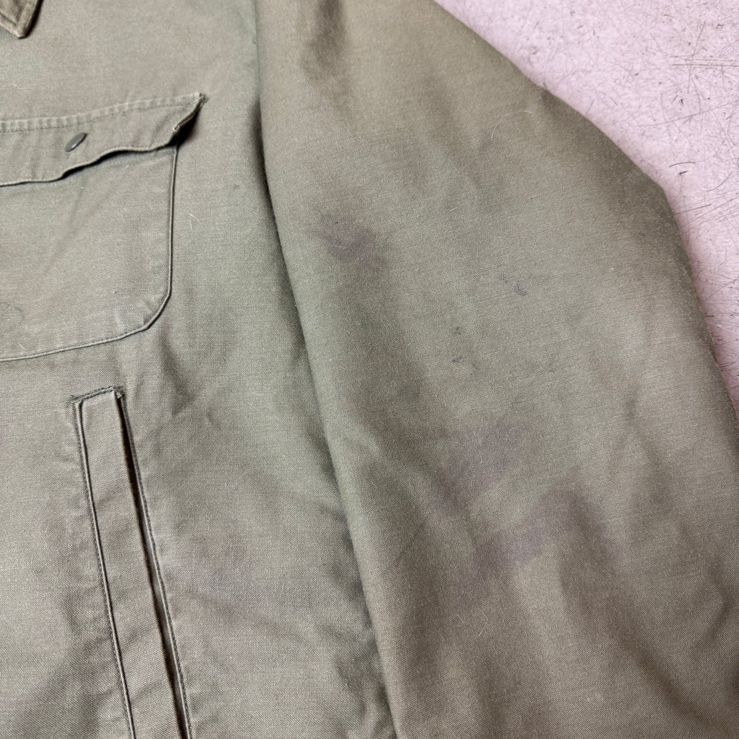 (S-M) Vintage Cropped Padded Army Jacket Olivgrün