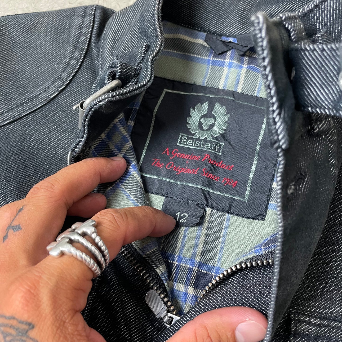(S) Belstaff Wmn Denim Racing Jacket Navy blau grau