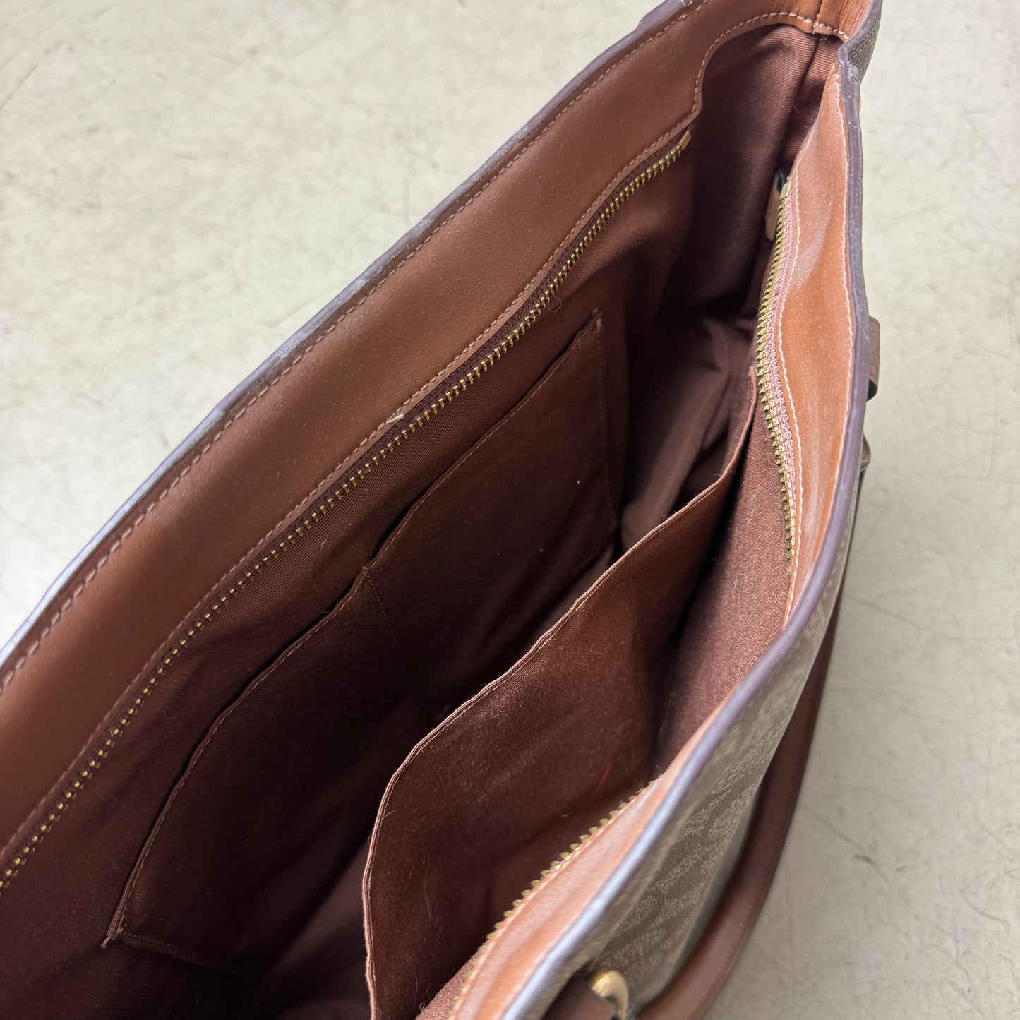 Coach Leder Handtasche Monogramm beige braun