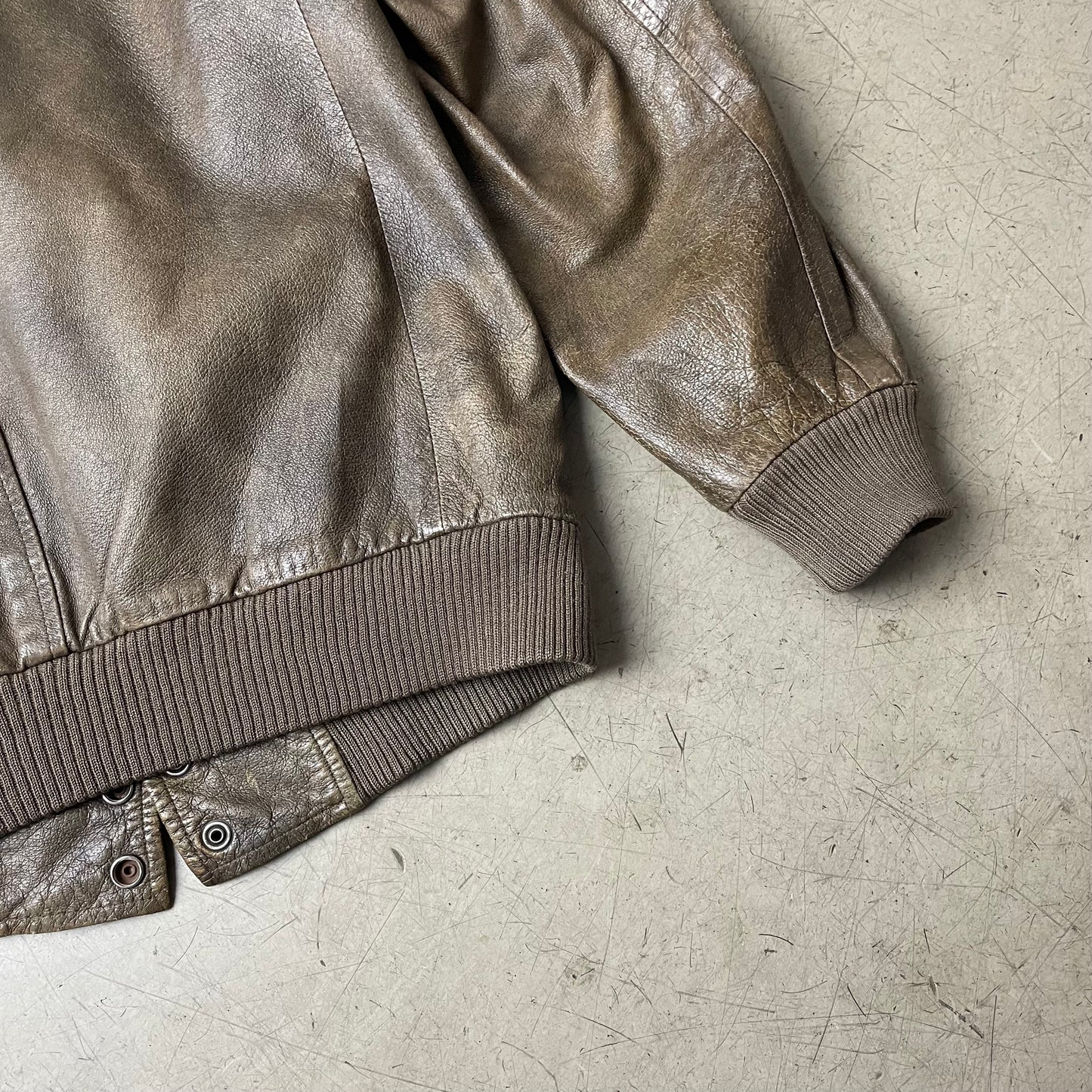 (M) Leder Zip Bomberjacke faded dunkelbraun