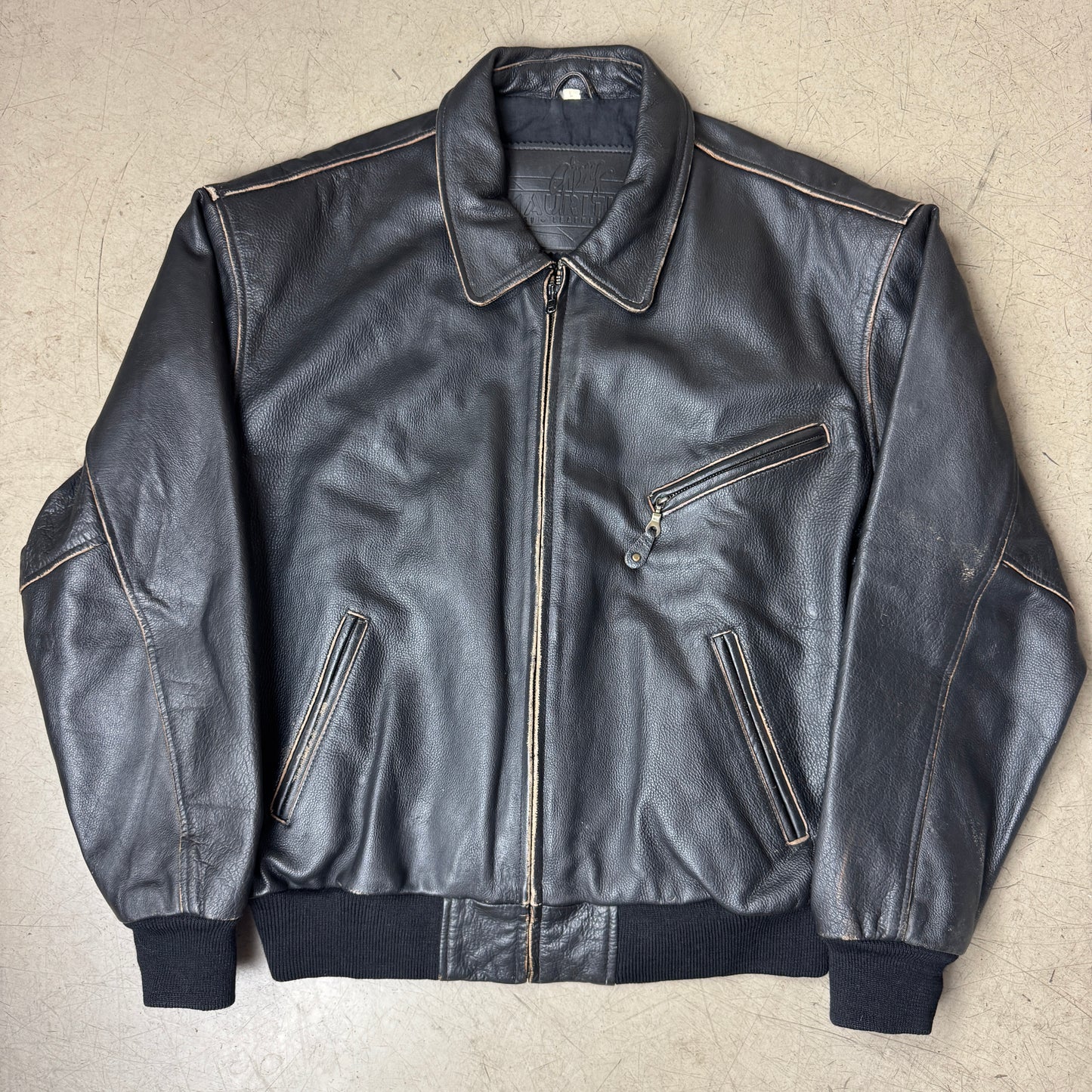 (L) Vintage Gipsy Leder Bomberjacke schwarz