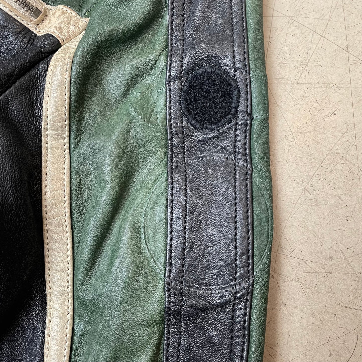 (L) Gipsy Racing Lederjacke grün schwarz