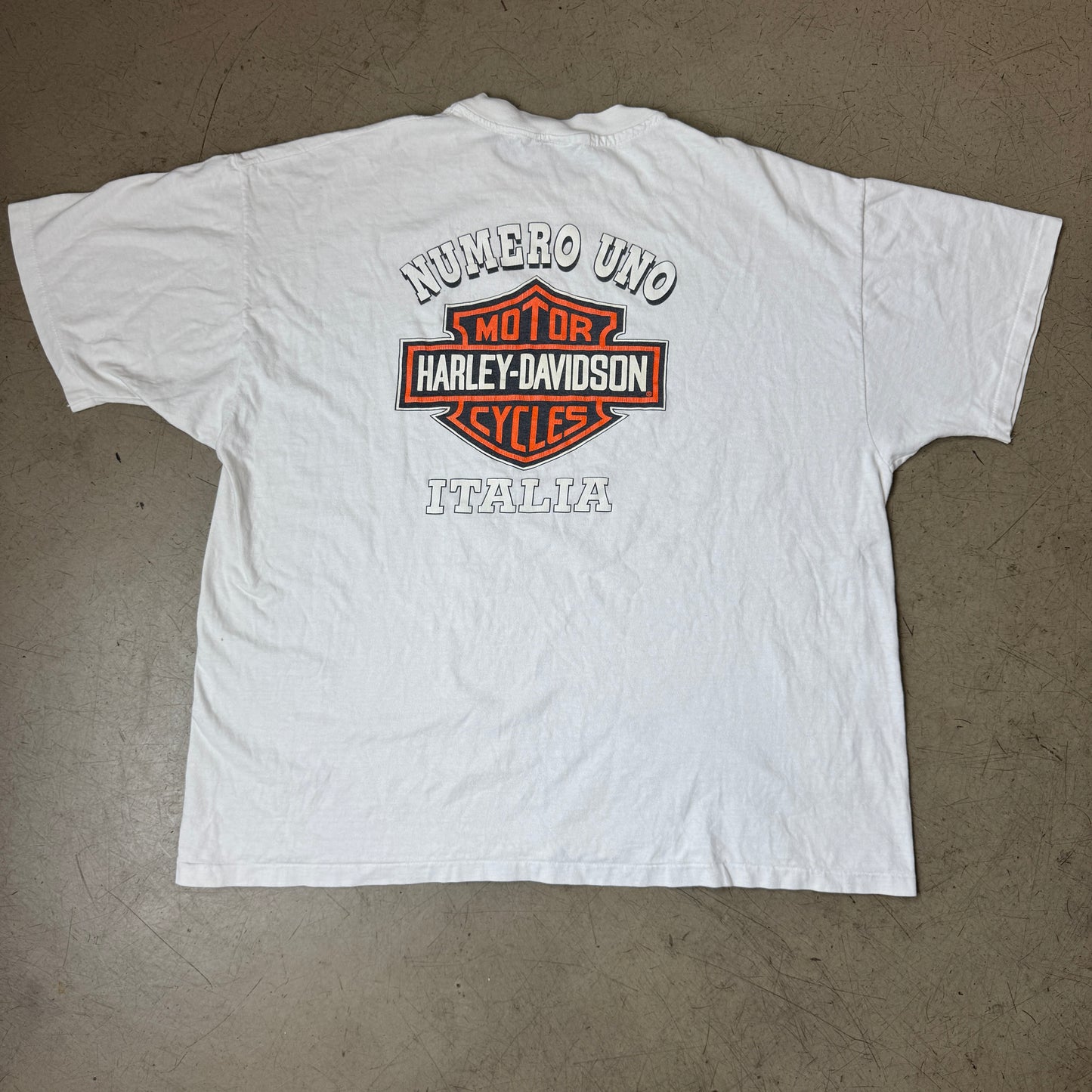 (XL) 1990s Harley Davidson Italia Single Stitch Big Logo T-Shirt weiß