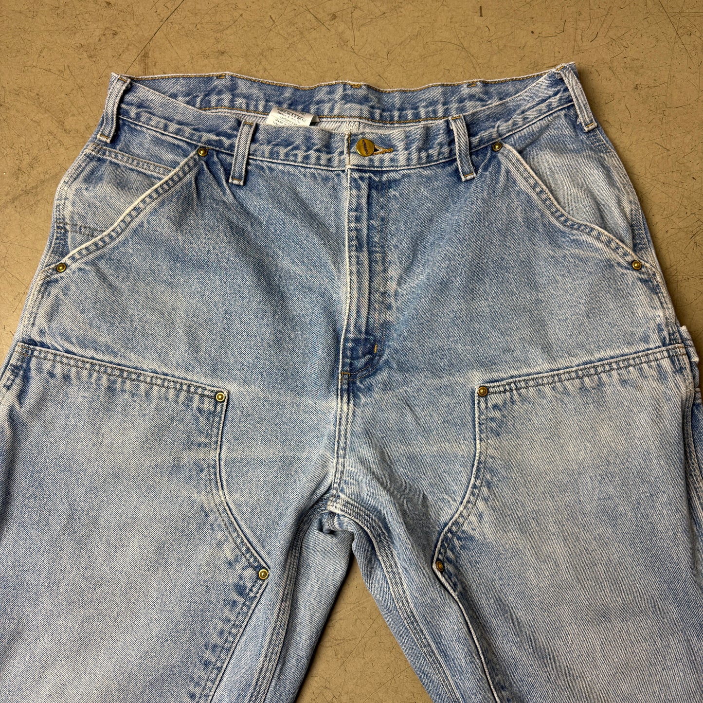 (XL) Carhartt Double Knee Carpenter Workwear Denim Pants Hellblau W36/L32