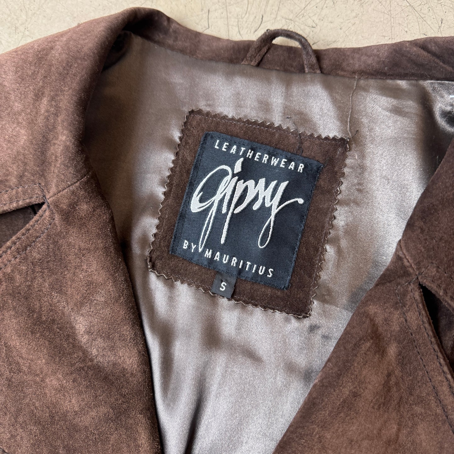 (S) Gipsy Wildleder Mantel dunkelbraun halblang Damen