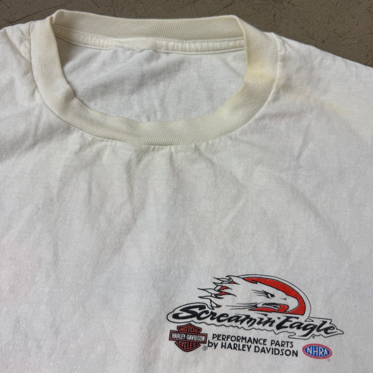 (XXL) 1990s Harley Davidson Racing T-Shirt weiß