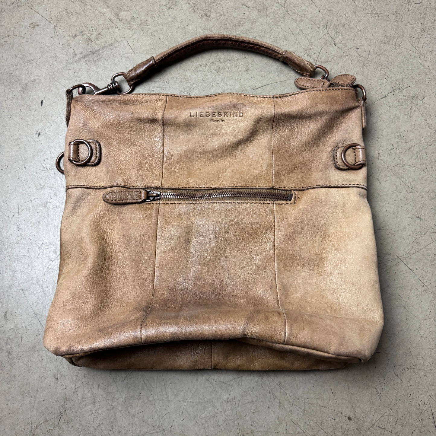 Liebeskind Berlin Faded Leder Tote Bag groß beige braun