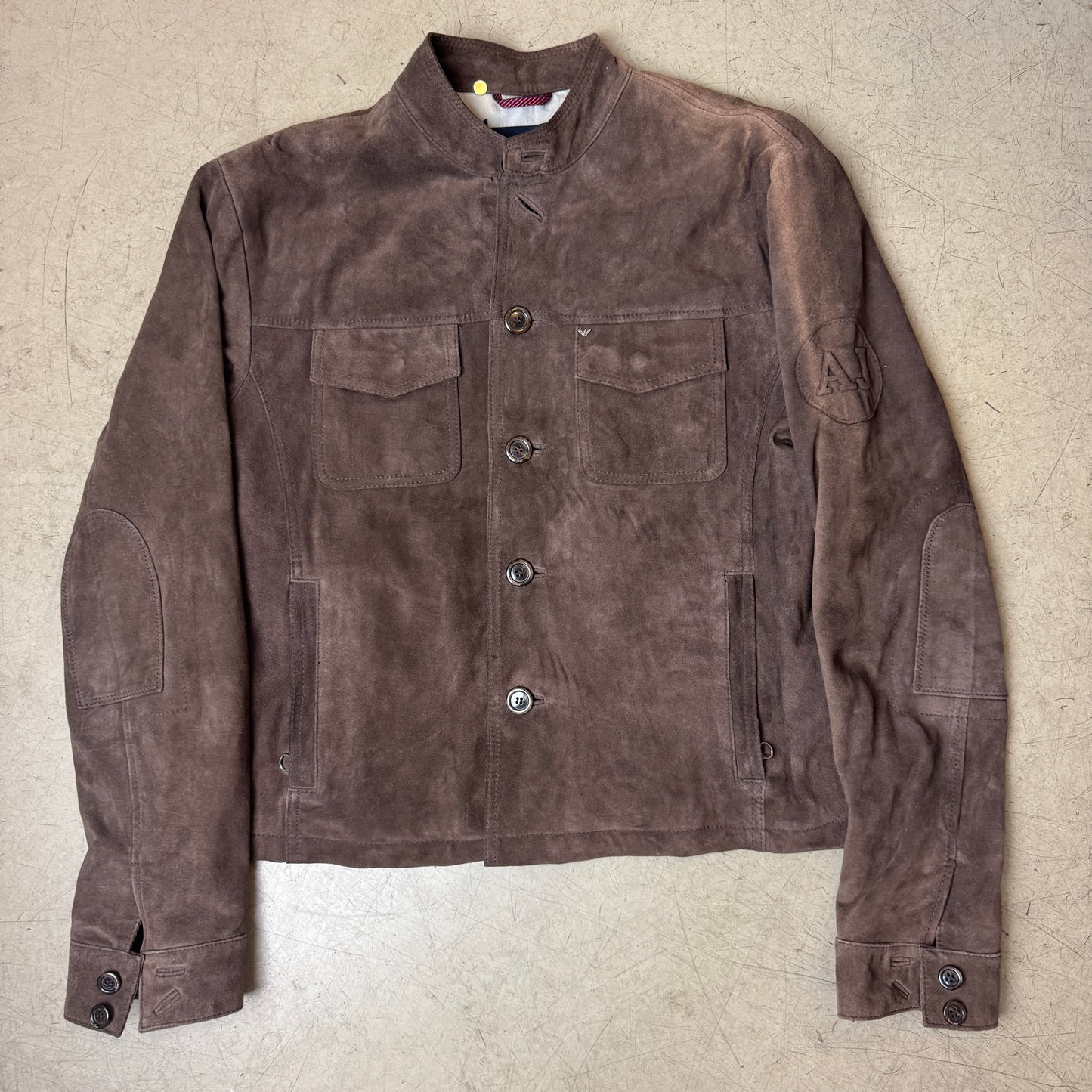 (L) Armani Jeans Wildleder Jacke hüftlang dunkelbraun