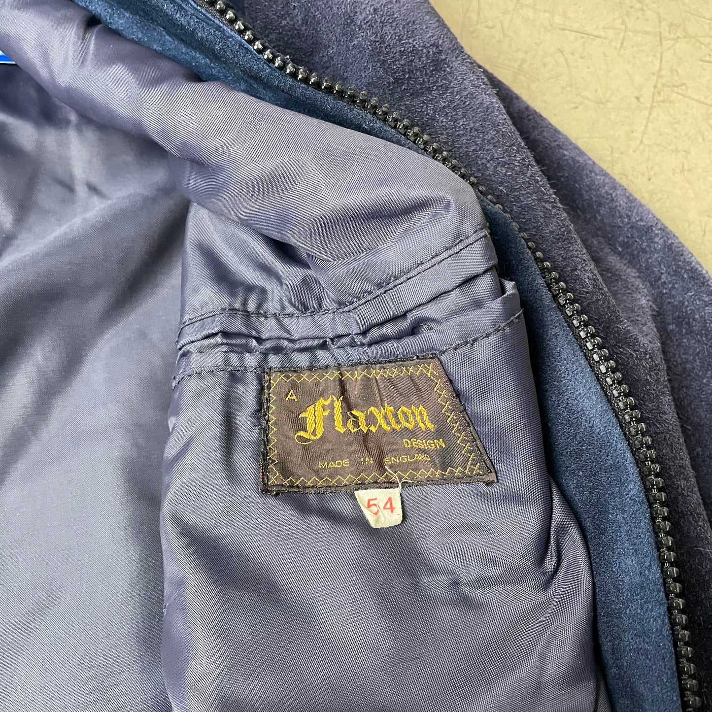 (S) 1970s Flaxton Wildleder Jacke Navy blau Made in England