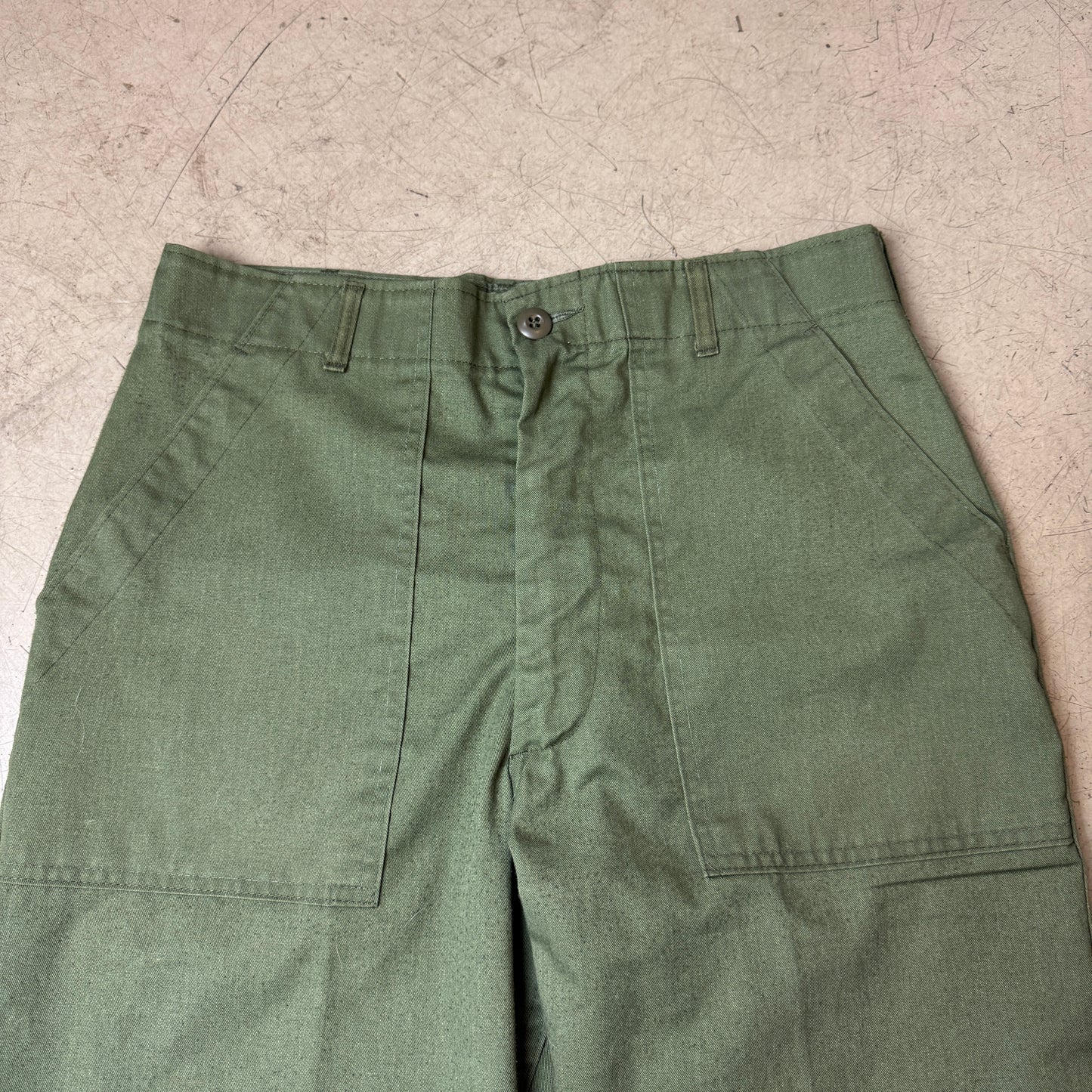 (M) Vintage Fatigue Army Pants Front Pocket Olivgrün W34/L29