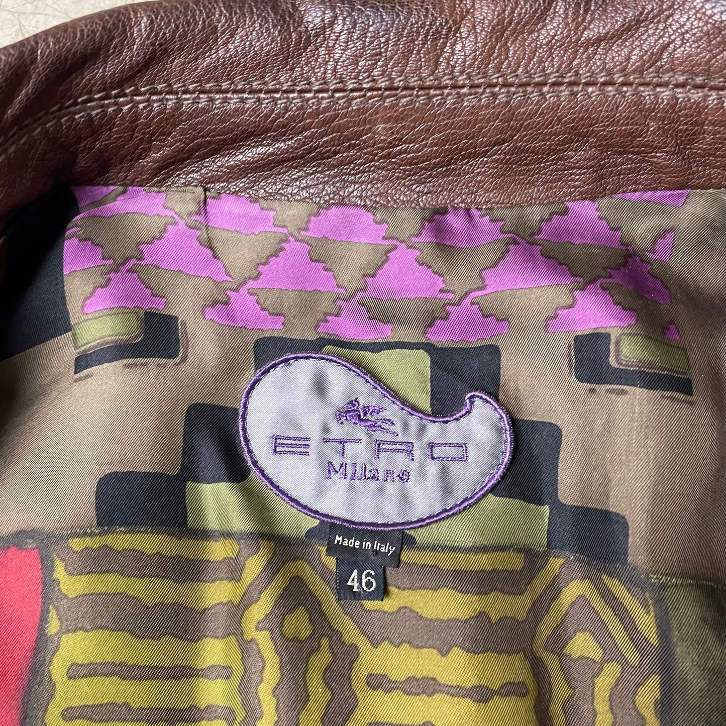 (M-L) Wmn Etro Lederjacke Canvas braun 46