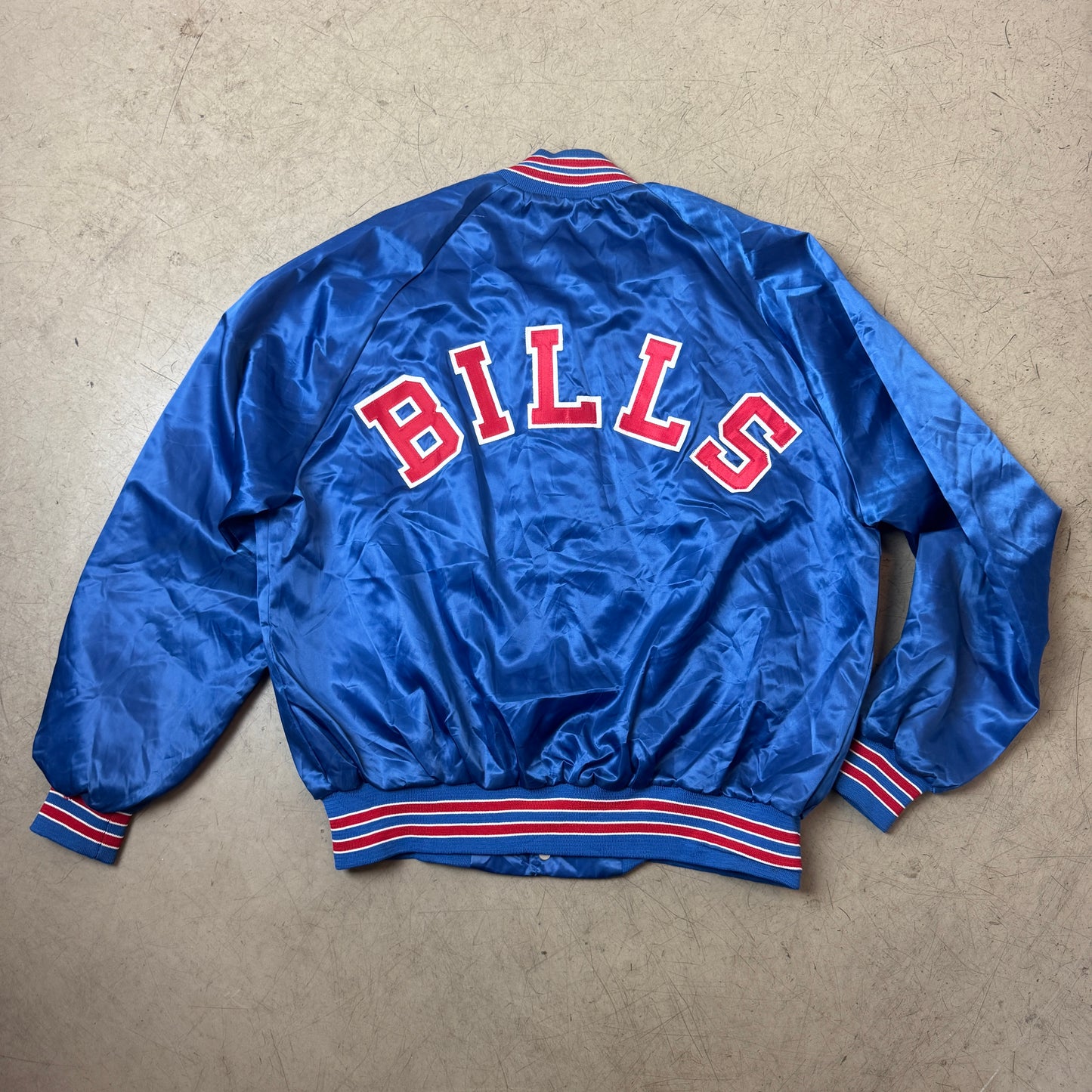 (L-XL) 1980s Chalk Line Bills Satin Bomberjacke