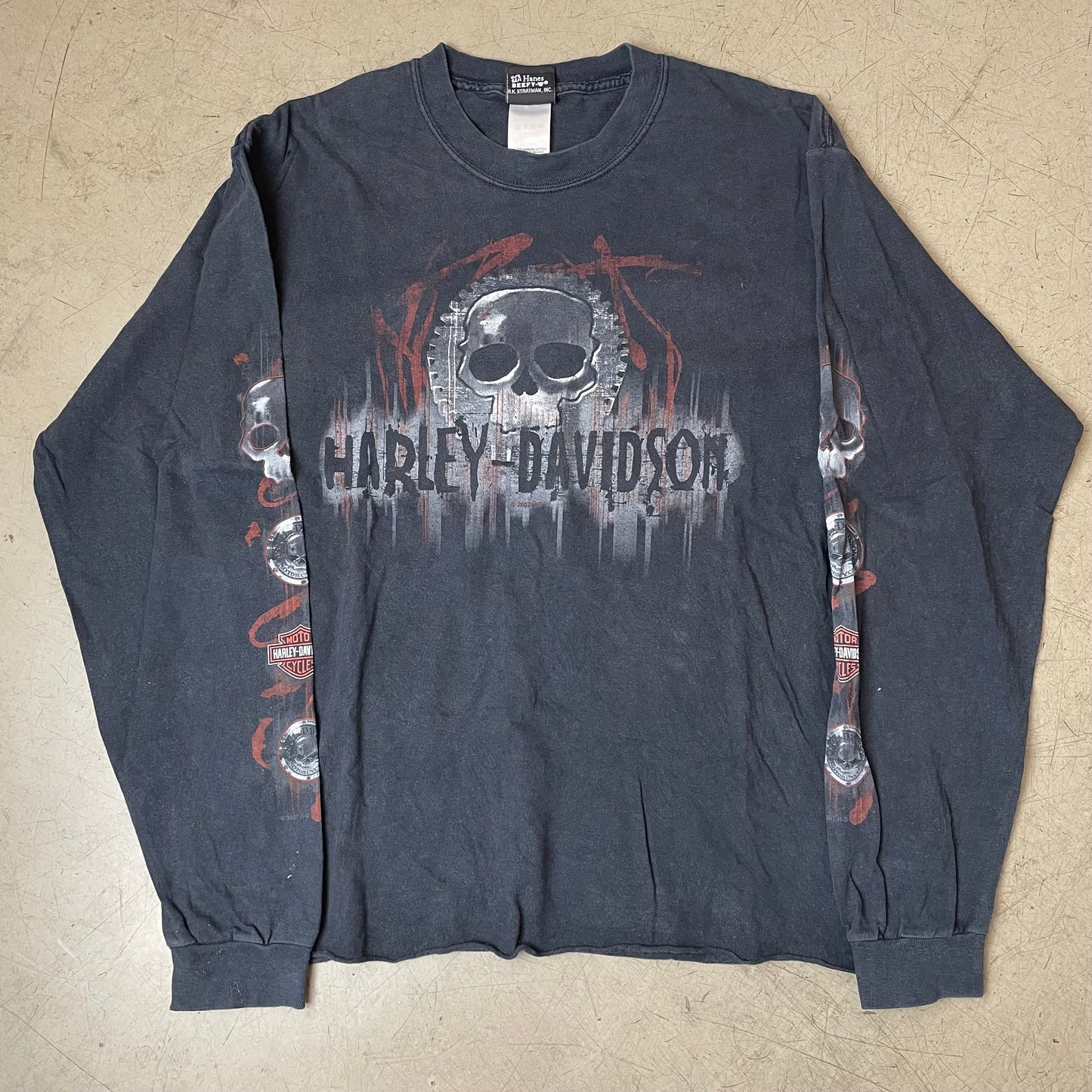 (L) 2007 Harley Davidson Skull Longsleeve black cropped California