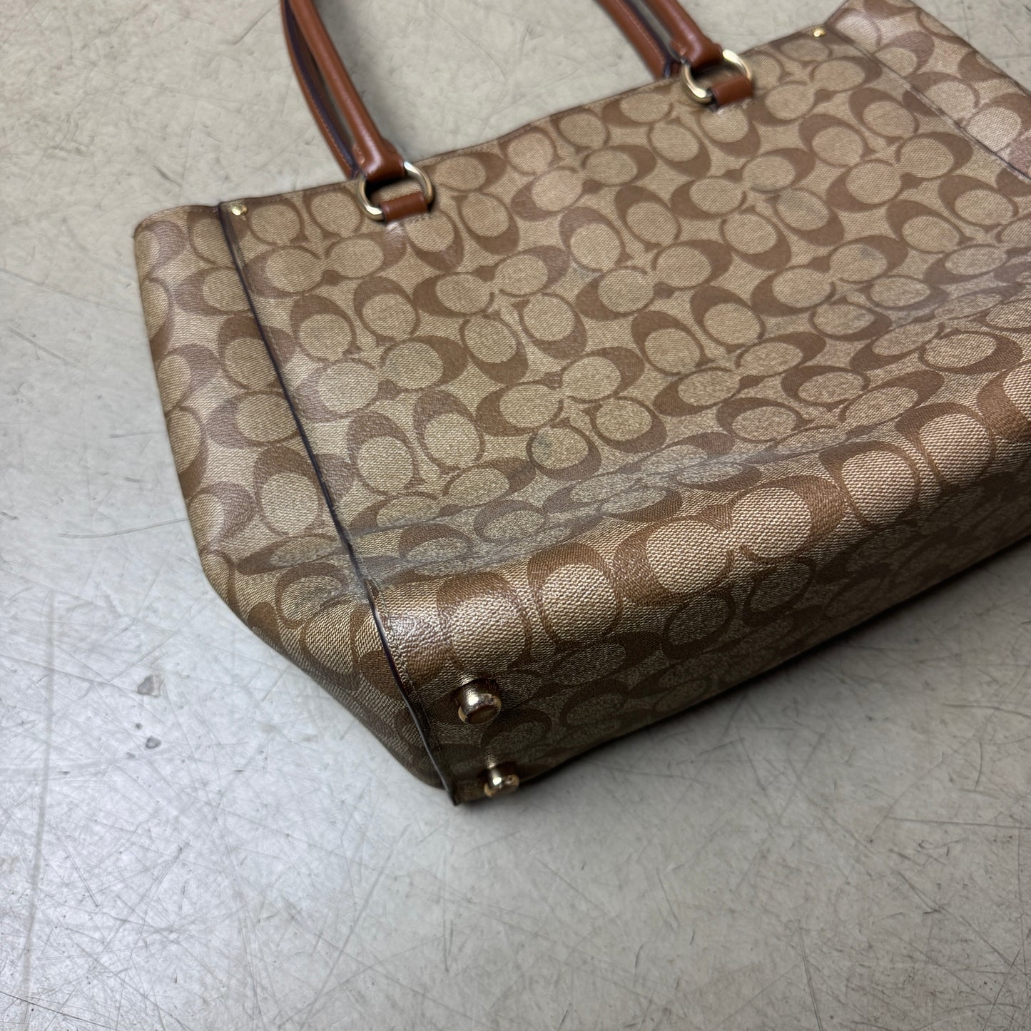 Coach Leder Handtasche Monogramm beige braun
