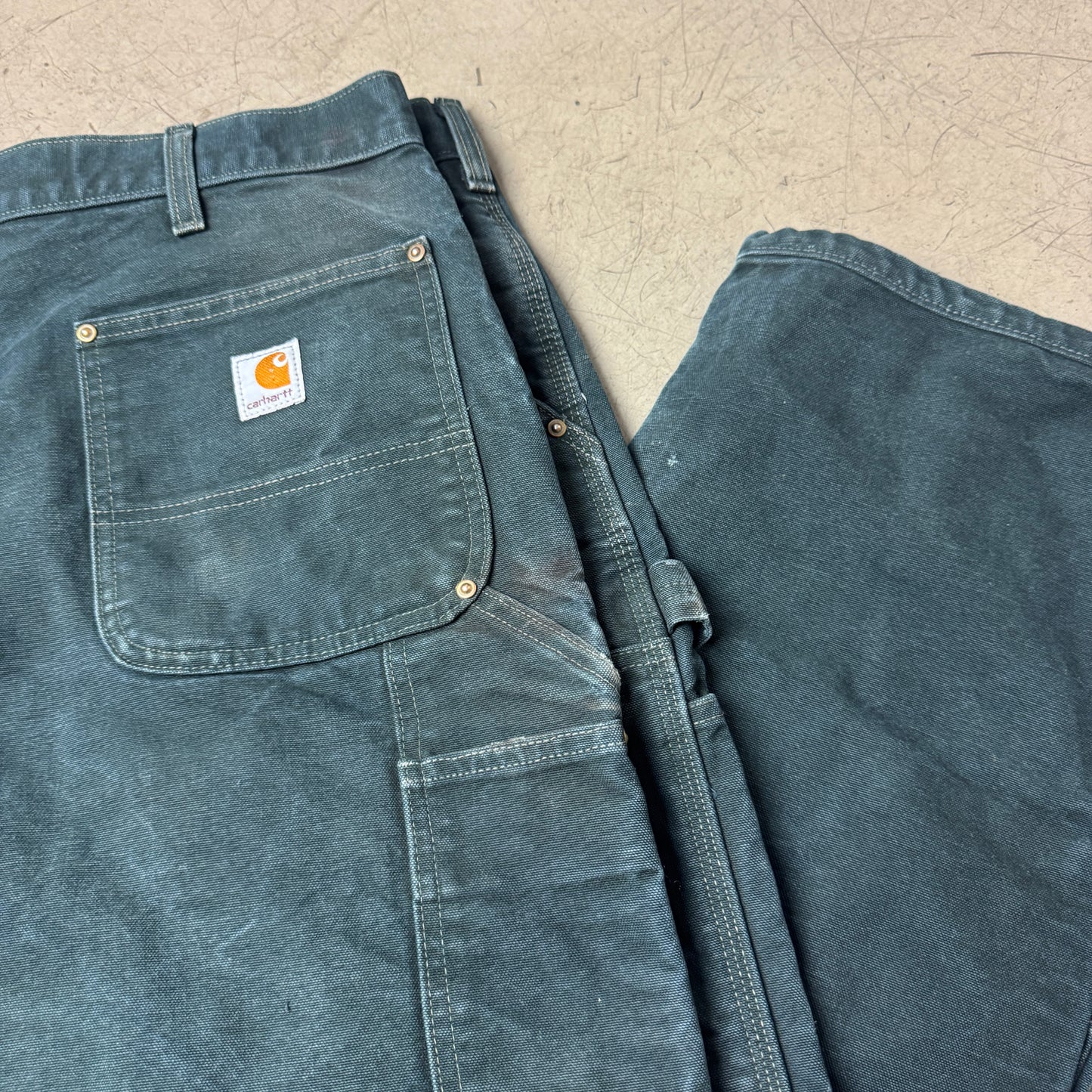(XL) Vintage Faded Black Carhartt Double Knee Carpenter Pants W36/L34