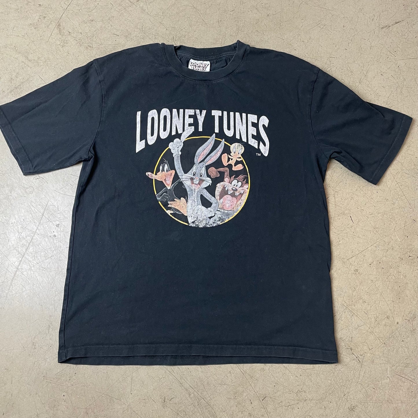 (S) Looney Tunes Print Tshirt faded schwarz