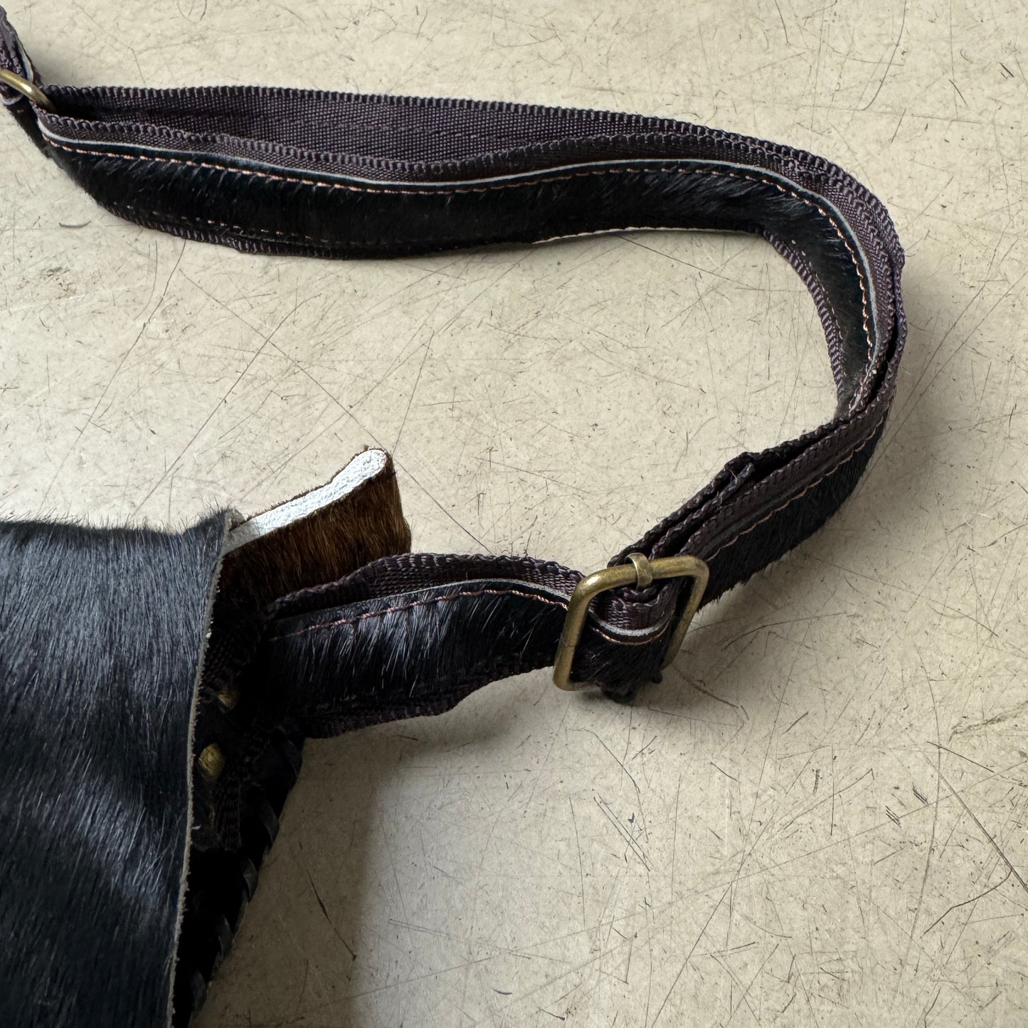 Black Cow Hide / Kuhfell Leder Side Bag