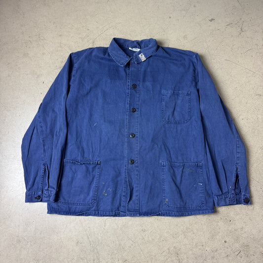 (XL) Metall Labeled French Work Shirt Faded Blau
