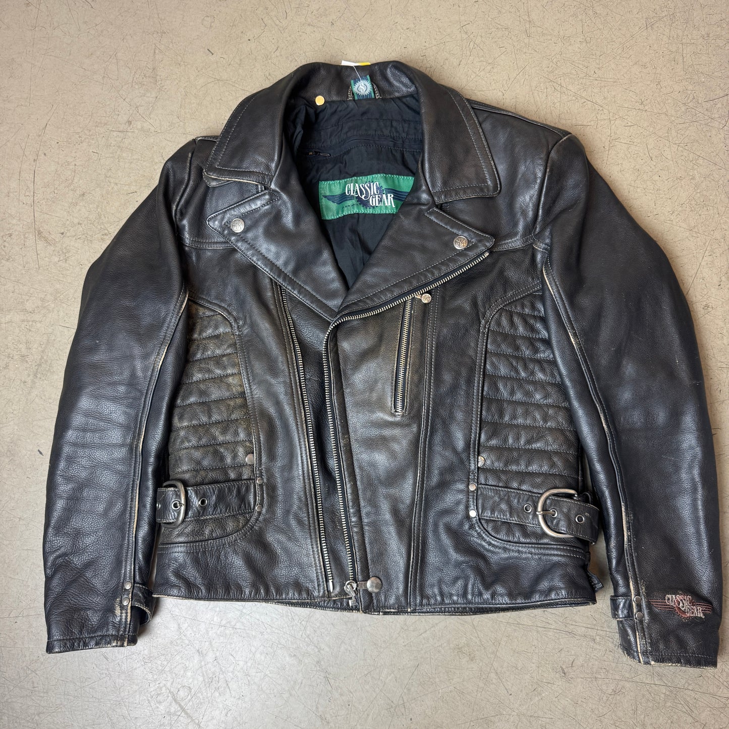 (S-M) Biker Lederjacke schwarz