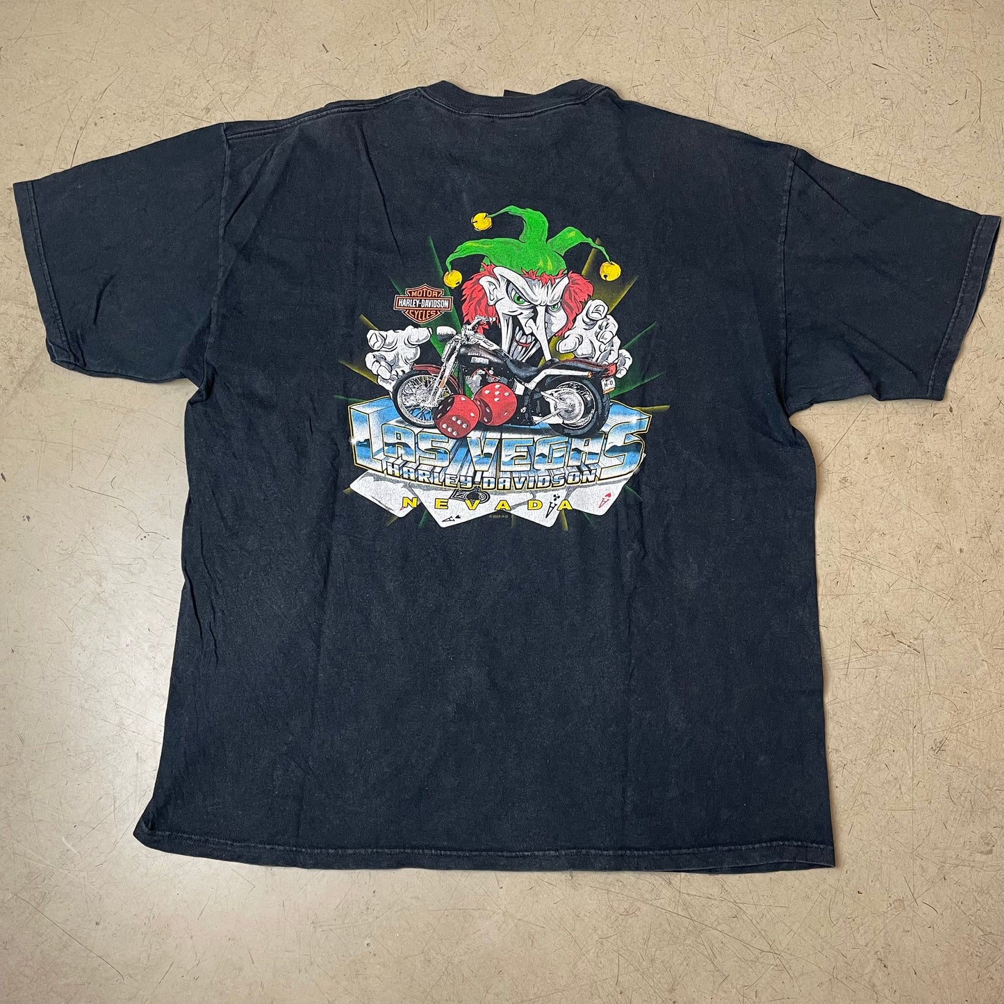 (XXL) 2005 Harley Davidson Nevada Las Vegas Tshirt faded schwarz Joker