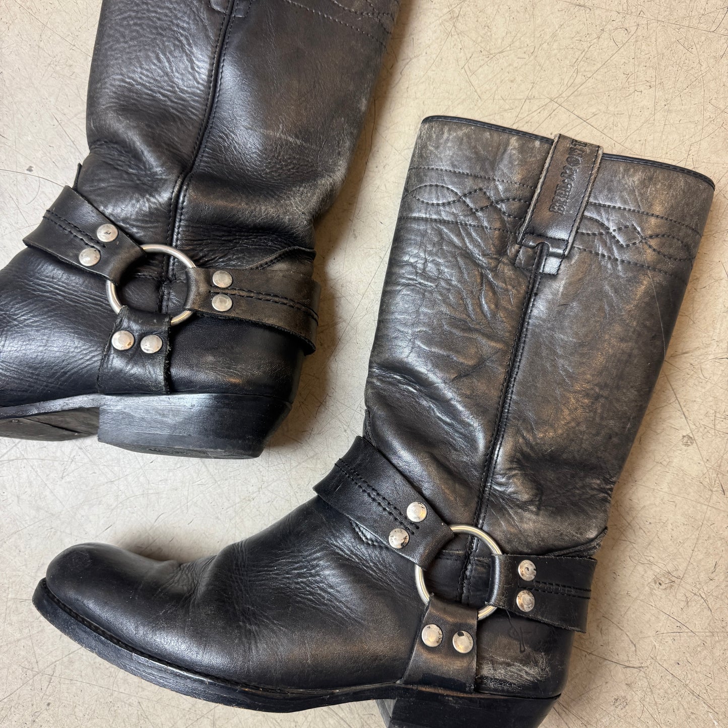 (44) Vintage Echt-Leder Biker Boots